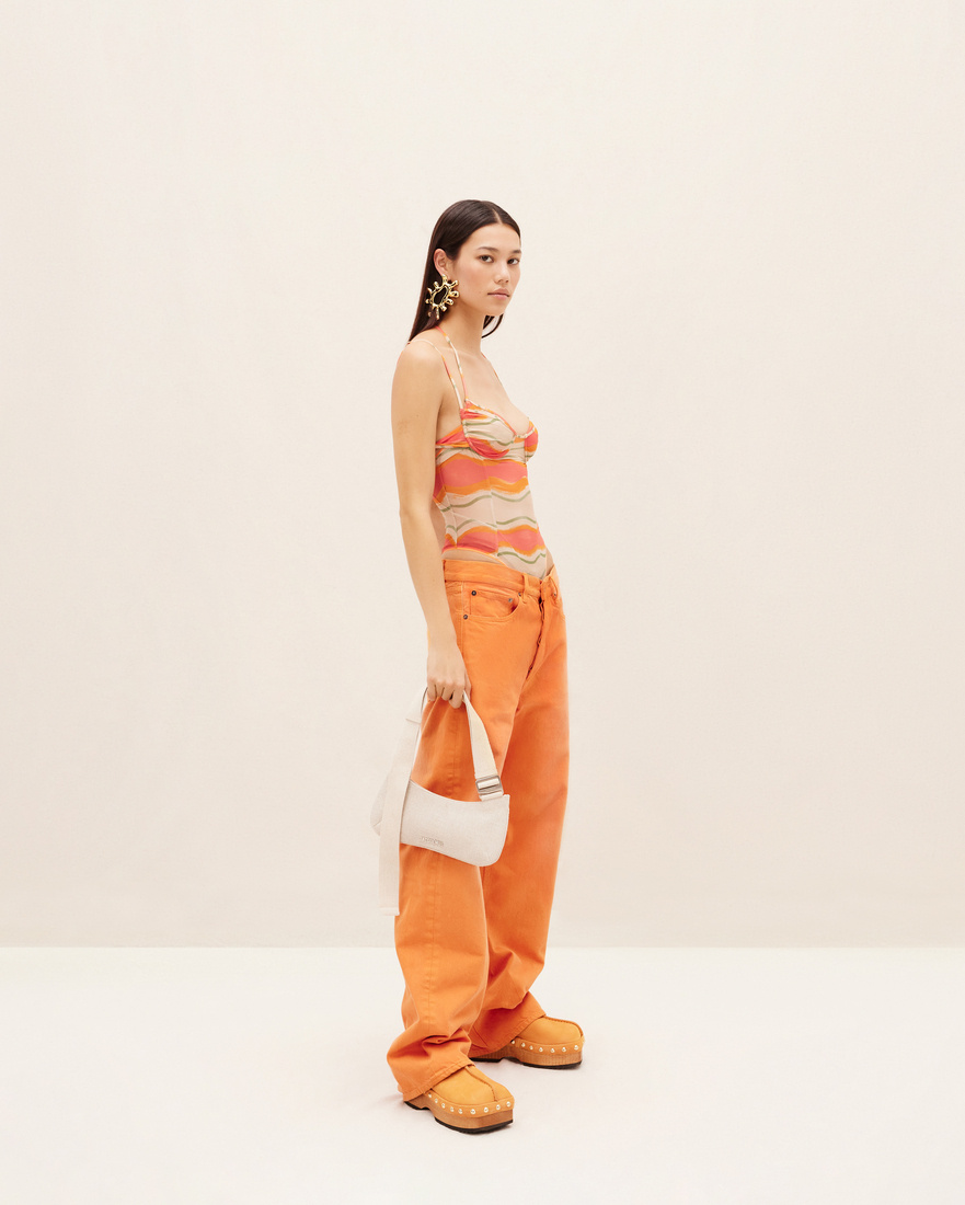 Shop Jacquemus Graphic-print Mesh Bodysuit In Nude