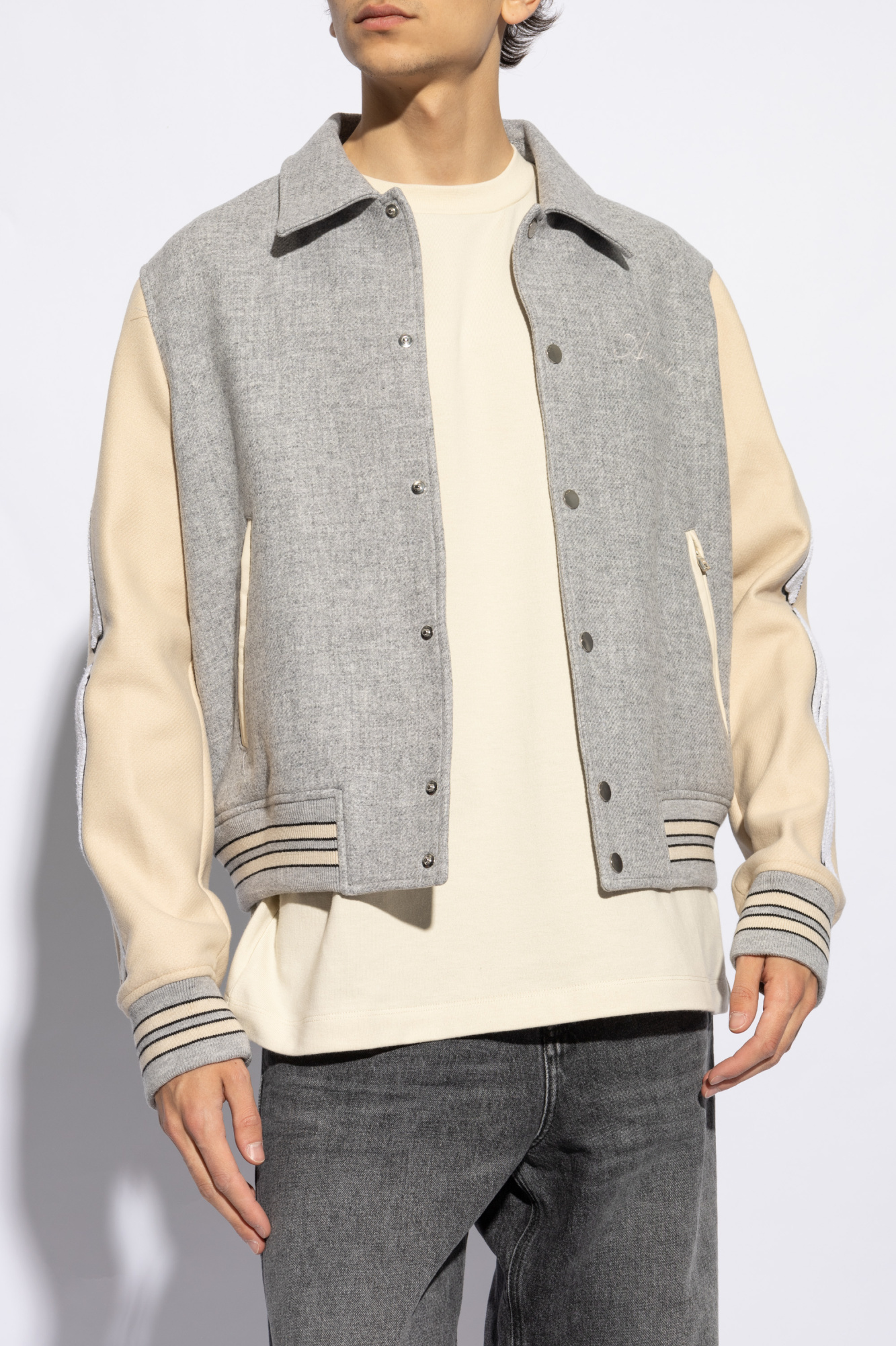 Amiri Contrasting-sleeve Bomber Jacket In Multicolor