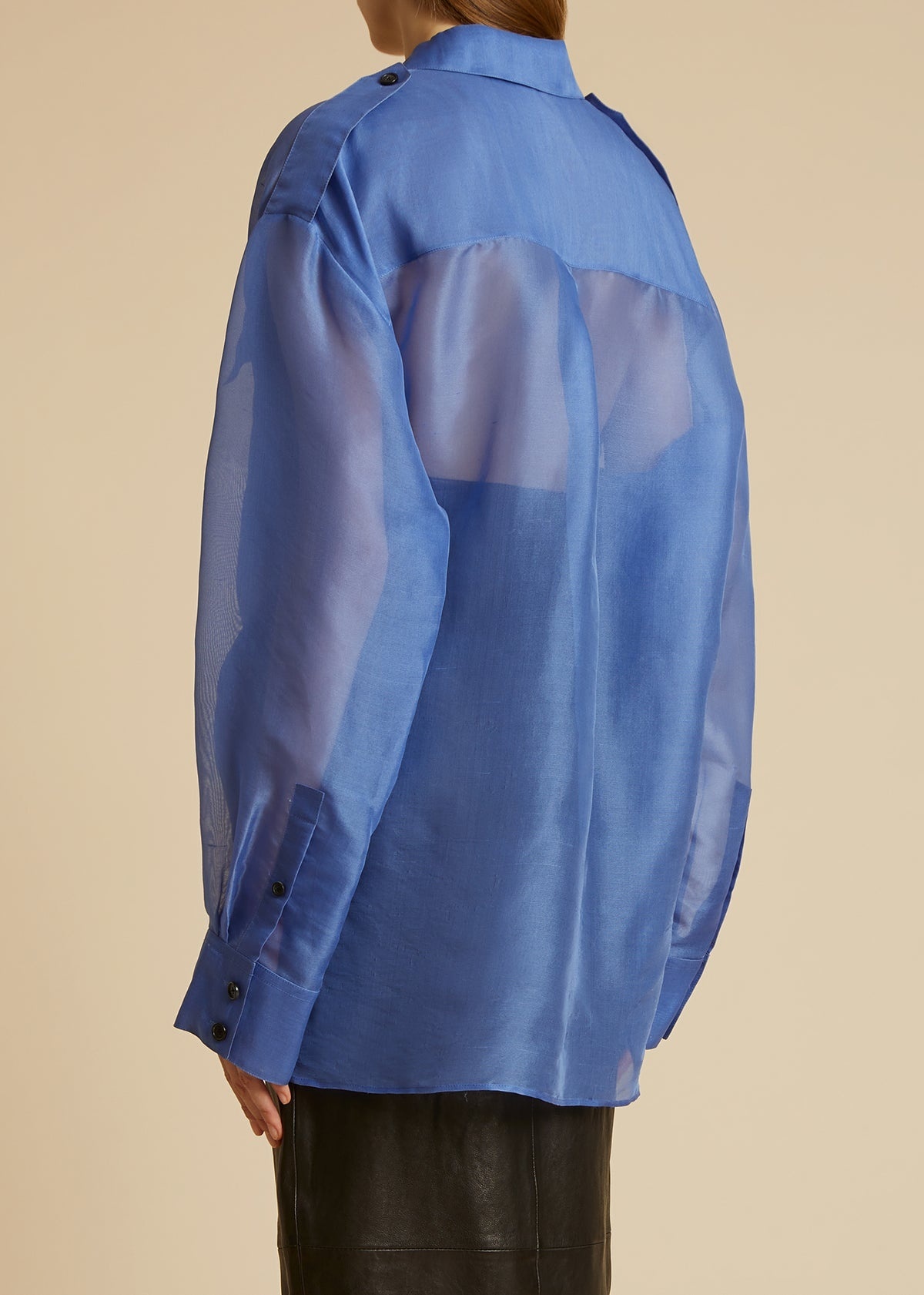 Shop Khaite The Missa Silk-organza Shirt In Blue