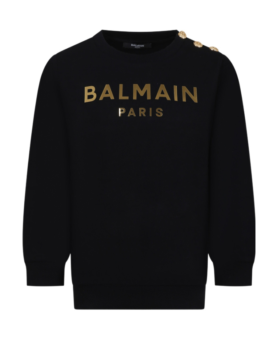 Balmain Logo-print Cotton Sweatshirt In Black