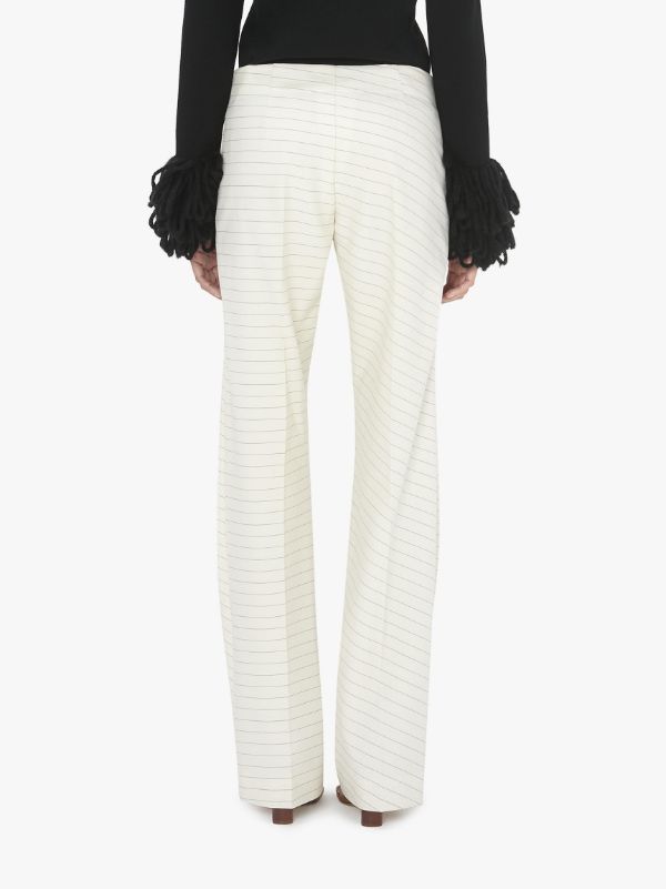 Jw Anderson Diagonal-stripe Straight-leg Trousers In White