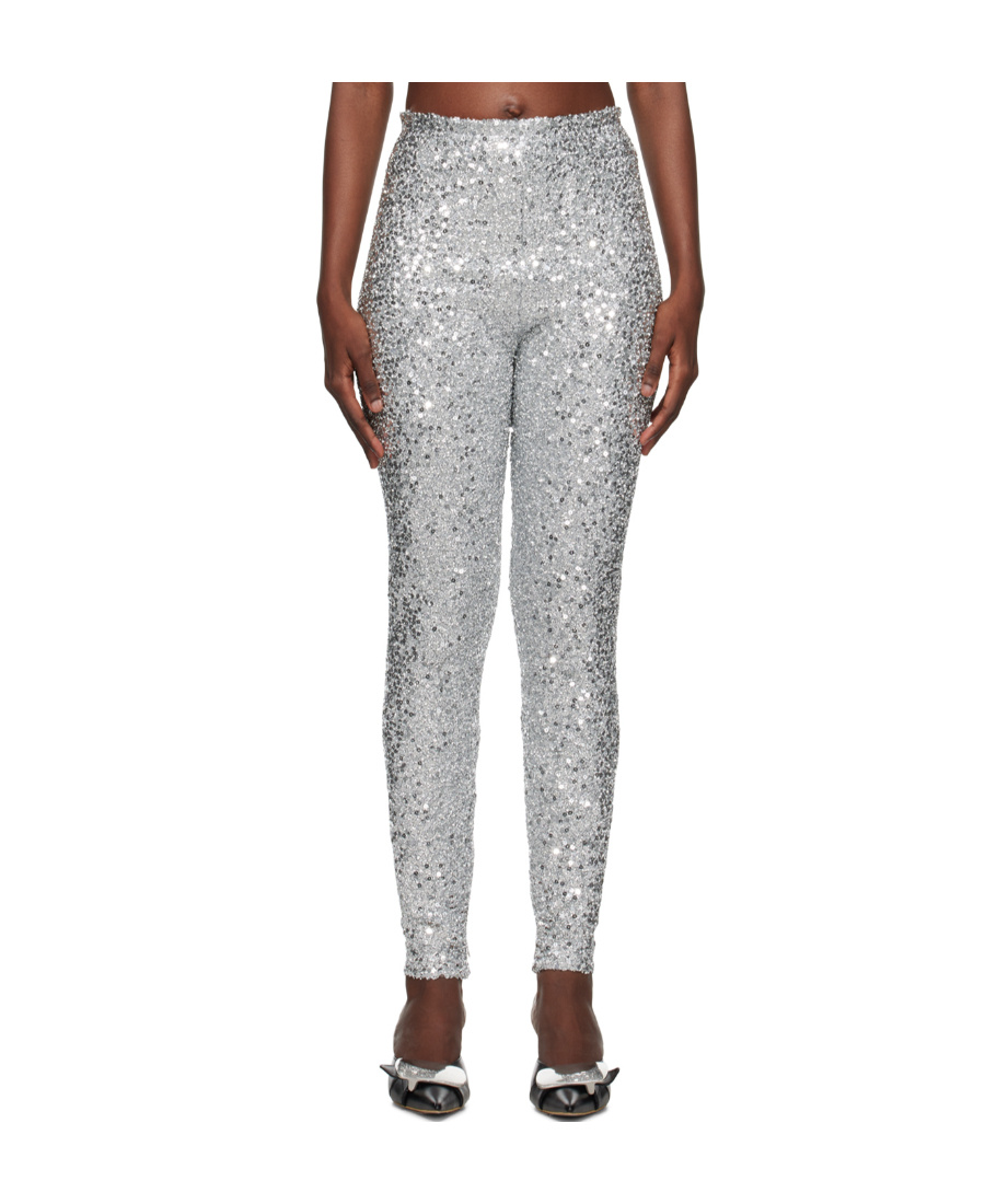 We11 Done Silver Sequins Leggings In Gray