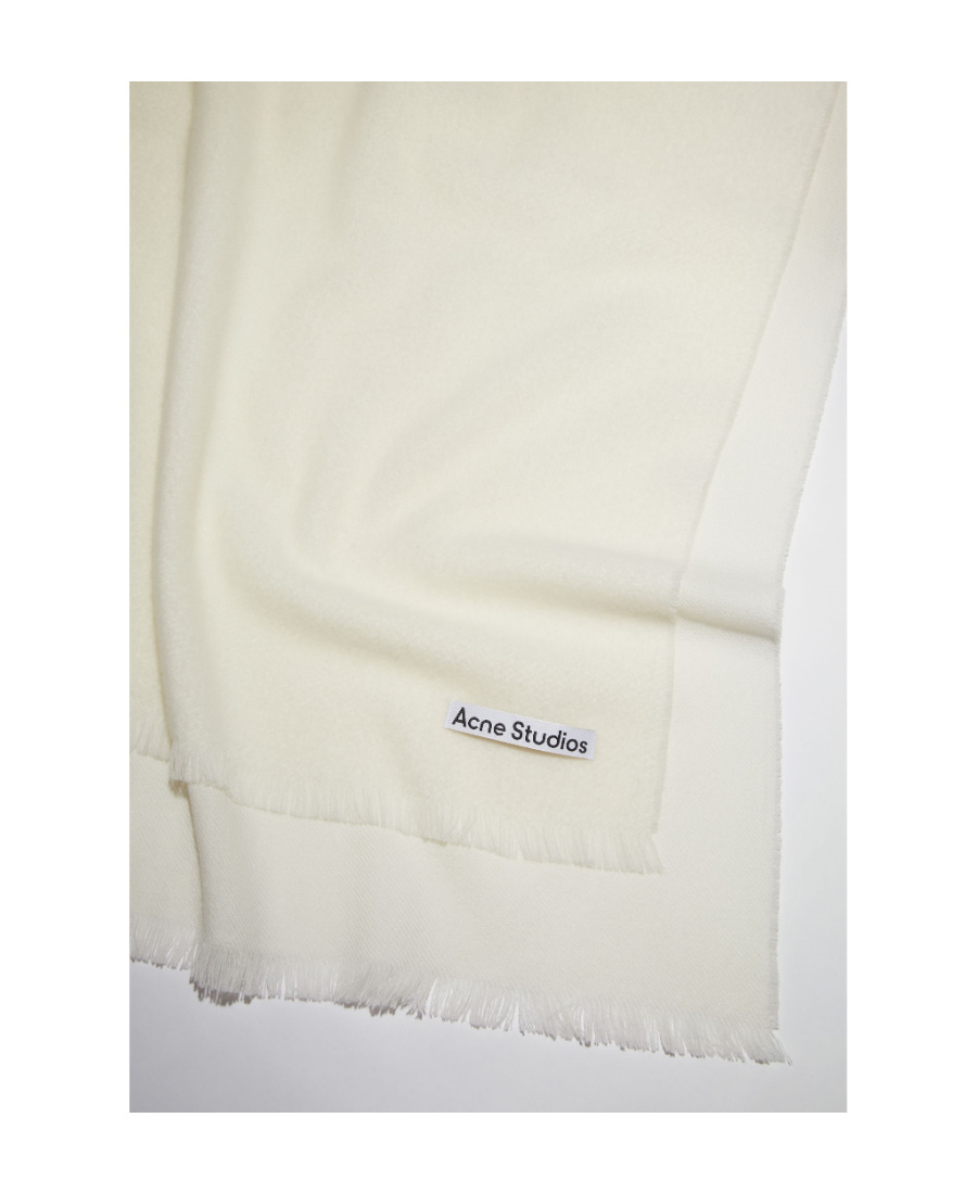 Shop Acne Studios Logo-patch Wool Scarf In White