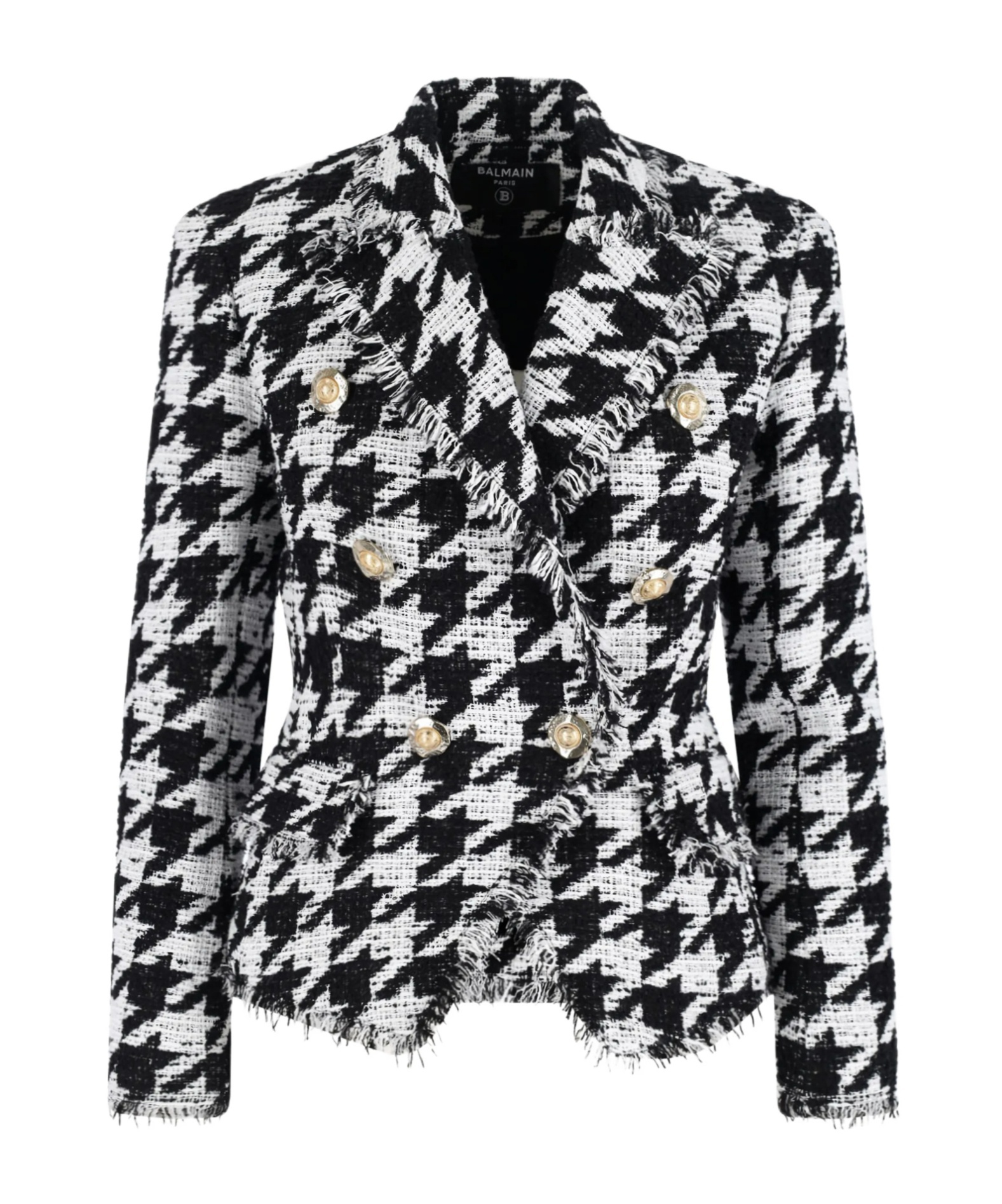 Balmain Distressed Lapel Jacket Structured Shoulders In Multi