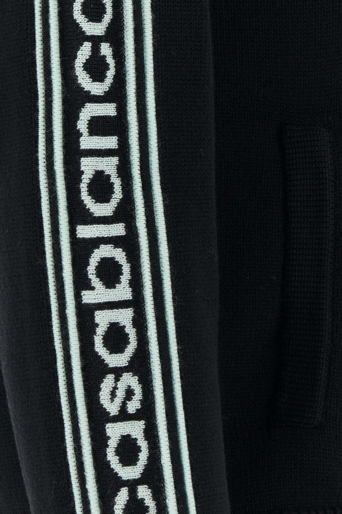 Casablanca Wool Cardigan With High Collar And Stripes In Black