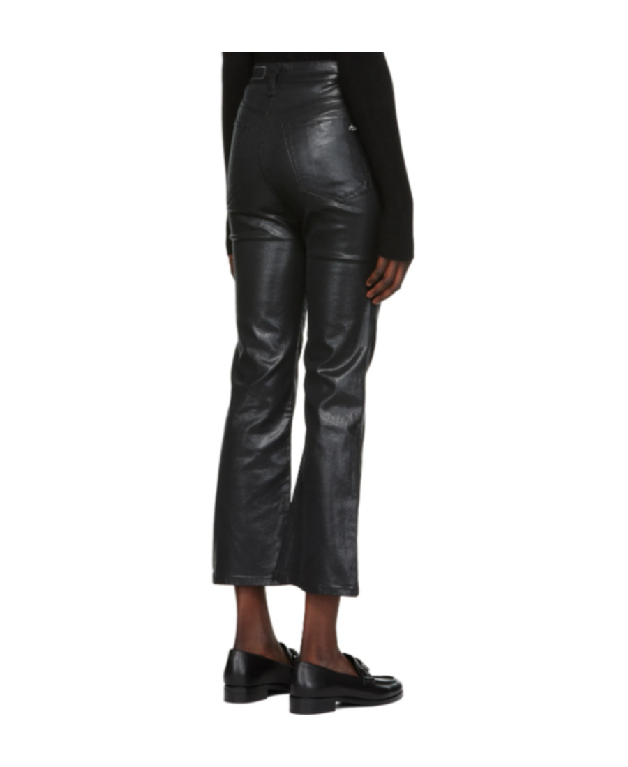 Rag & Bone Casey Coated High-rise Ankle Flare Jean In Black