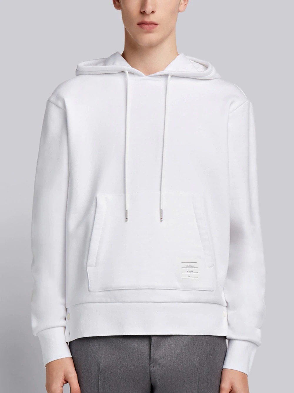 Thom Browne Center-back Stripe Jersey Hoodie In White
