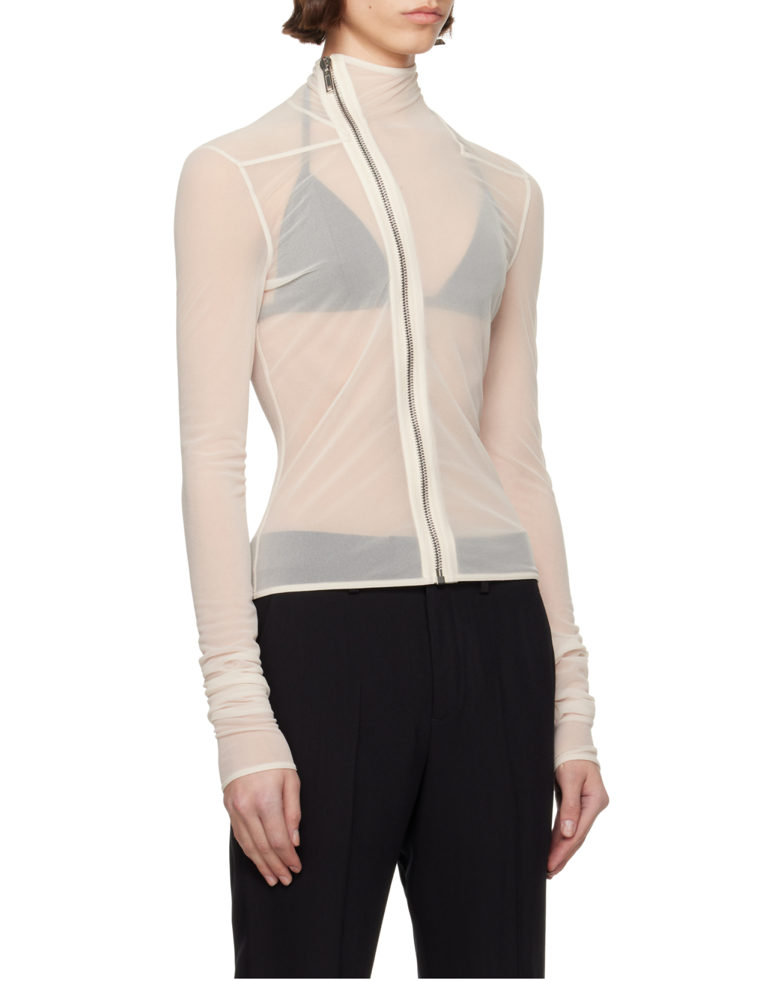 Rick Owens High Collar Long Sleeve Casual Jacket