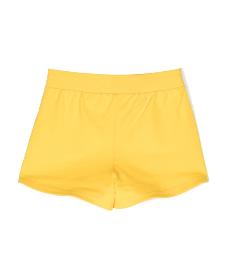 Moschino Logo-print Stretch-cotton Shorts In Yellow
