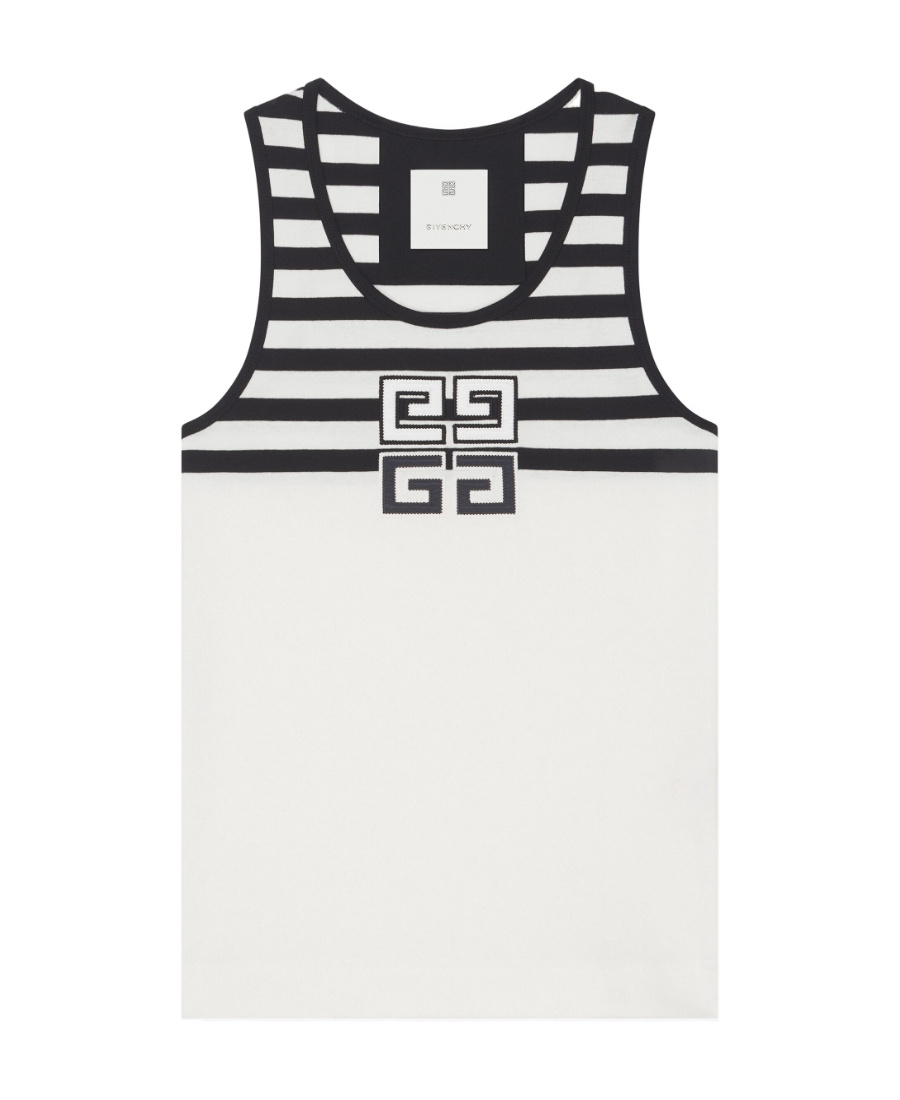Givenchy 4g Slim Fit Tank Top In Cotton With Stripes In White