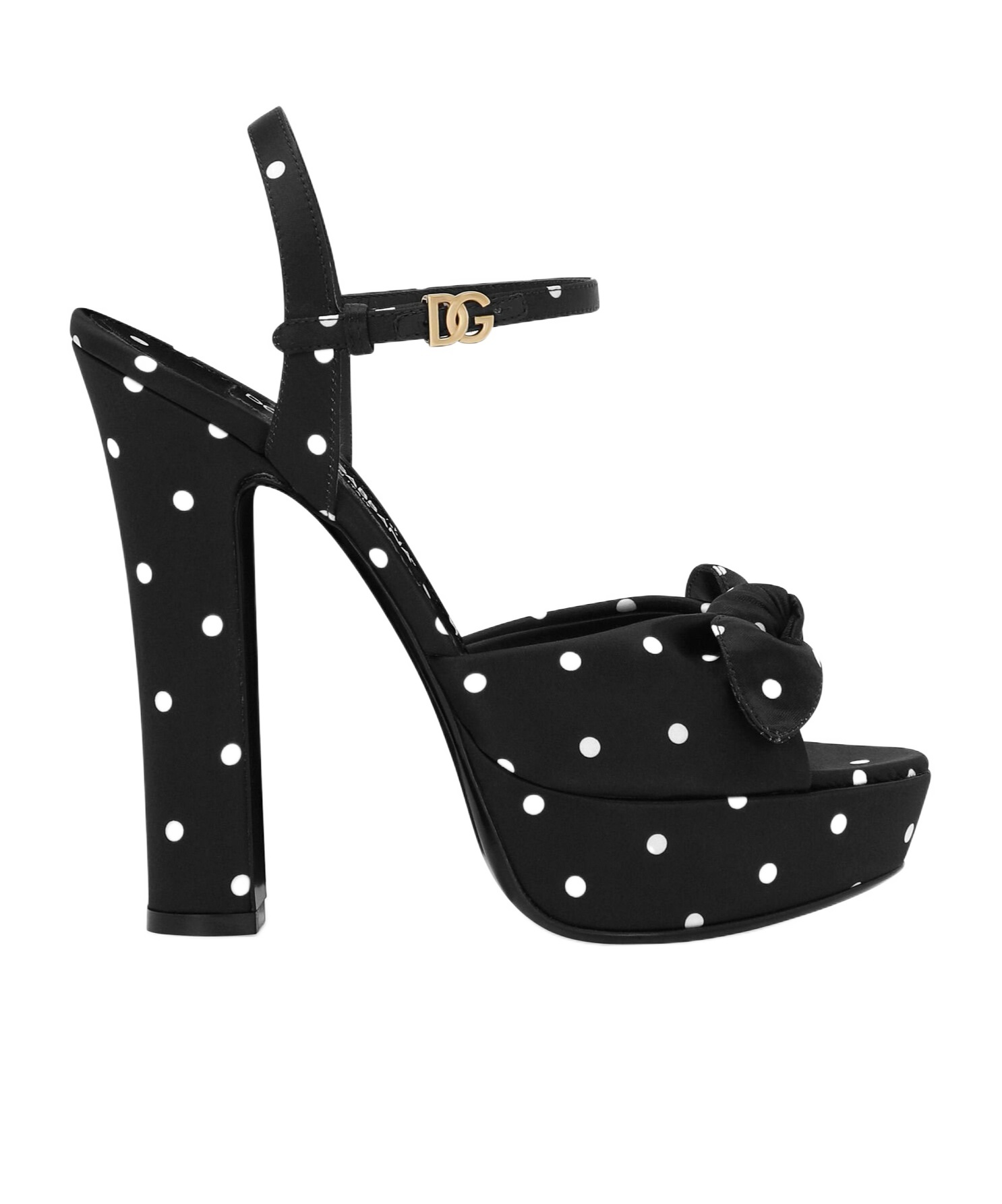 Dolce & Gabbana Keira Embellished Polka-dot Satin Sandals In Black