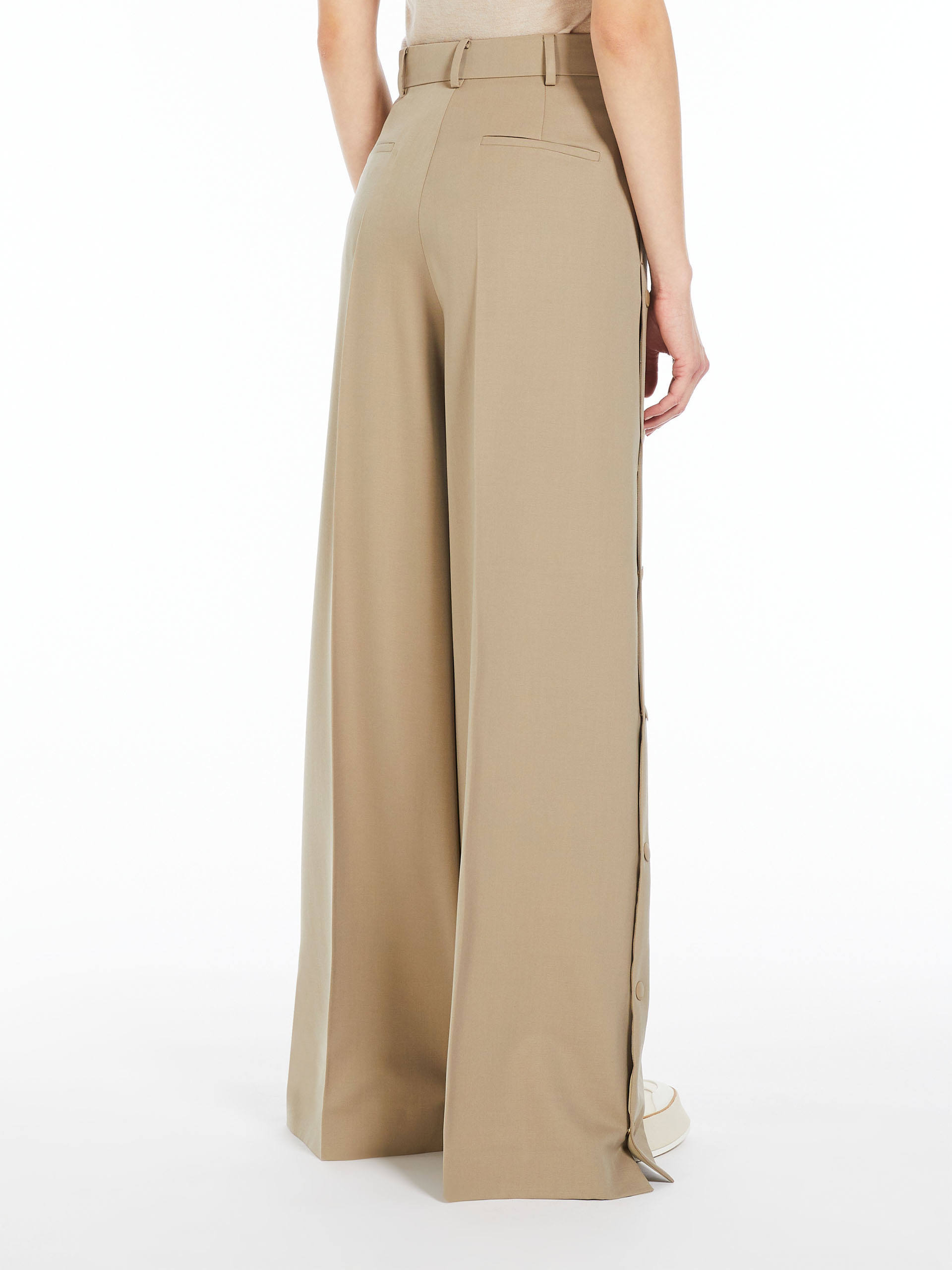 Max Mara Wool Wide-legged Casual Trousers In Nude