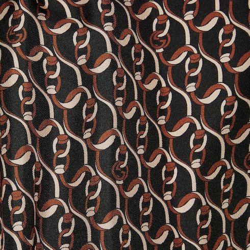 GUCCI INTERLOCKING G CHAIN-PRINT SILK DRESS 