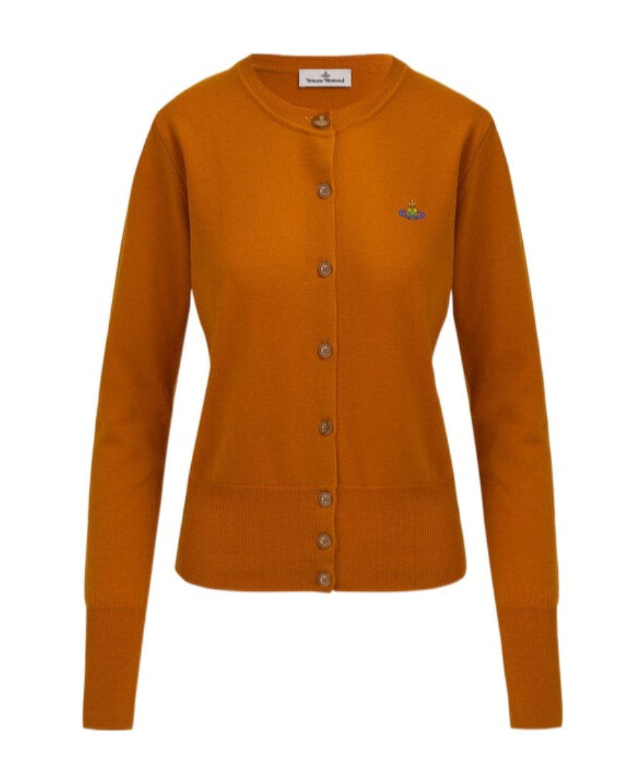 Vivienne Westwood Orb Embroidered Buttoned Cardigan In Brown
