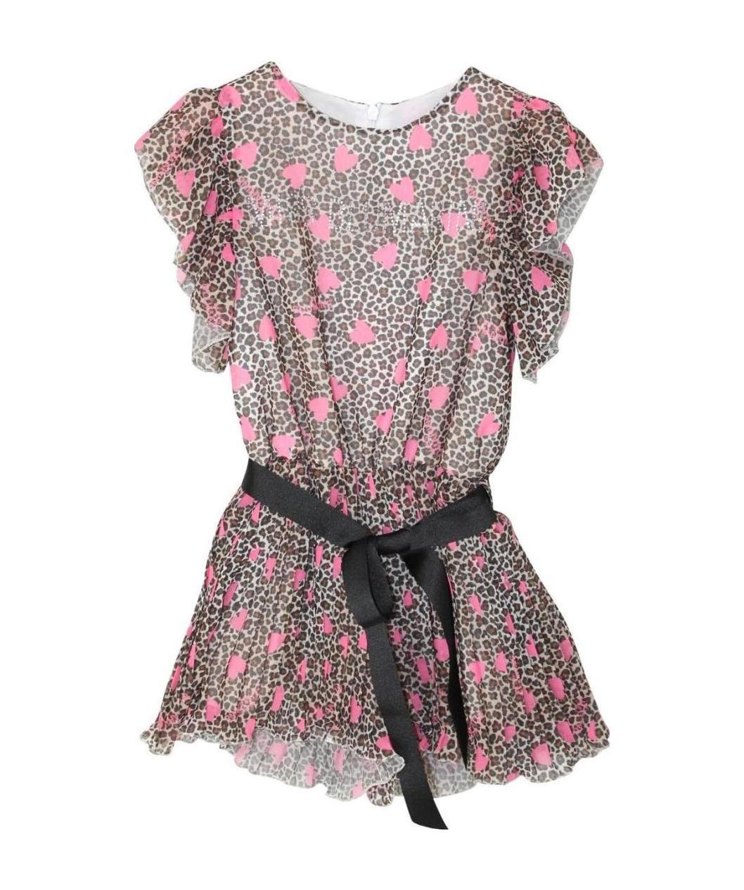 Miss Blumarine Tuta Bambina In Viscosa Con Stampa Animalier In Gray