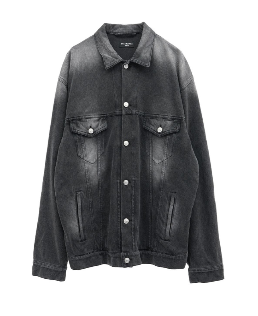 Balenciaga Faded Denim Jacket In Black