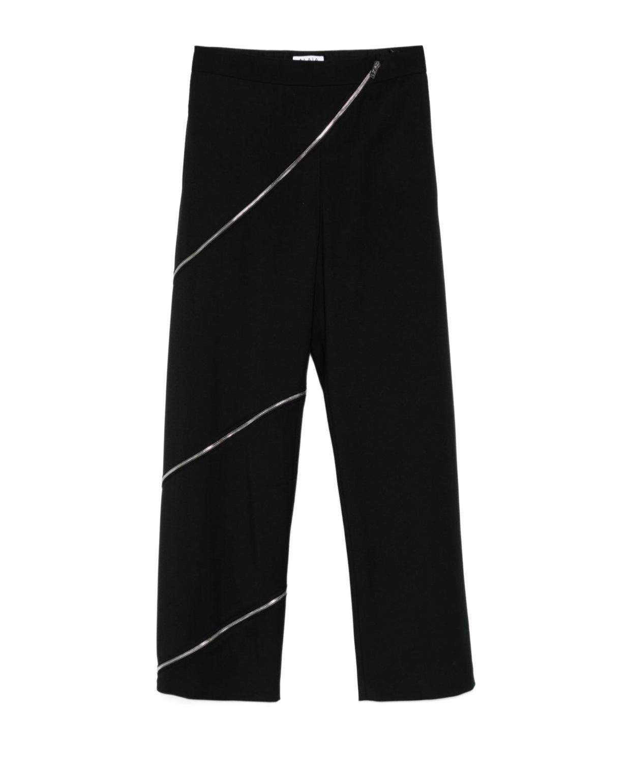 Alaïa Ribbed Knit High Neck Bodysuit With Zipper In Black