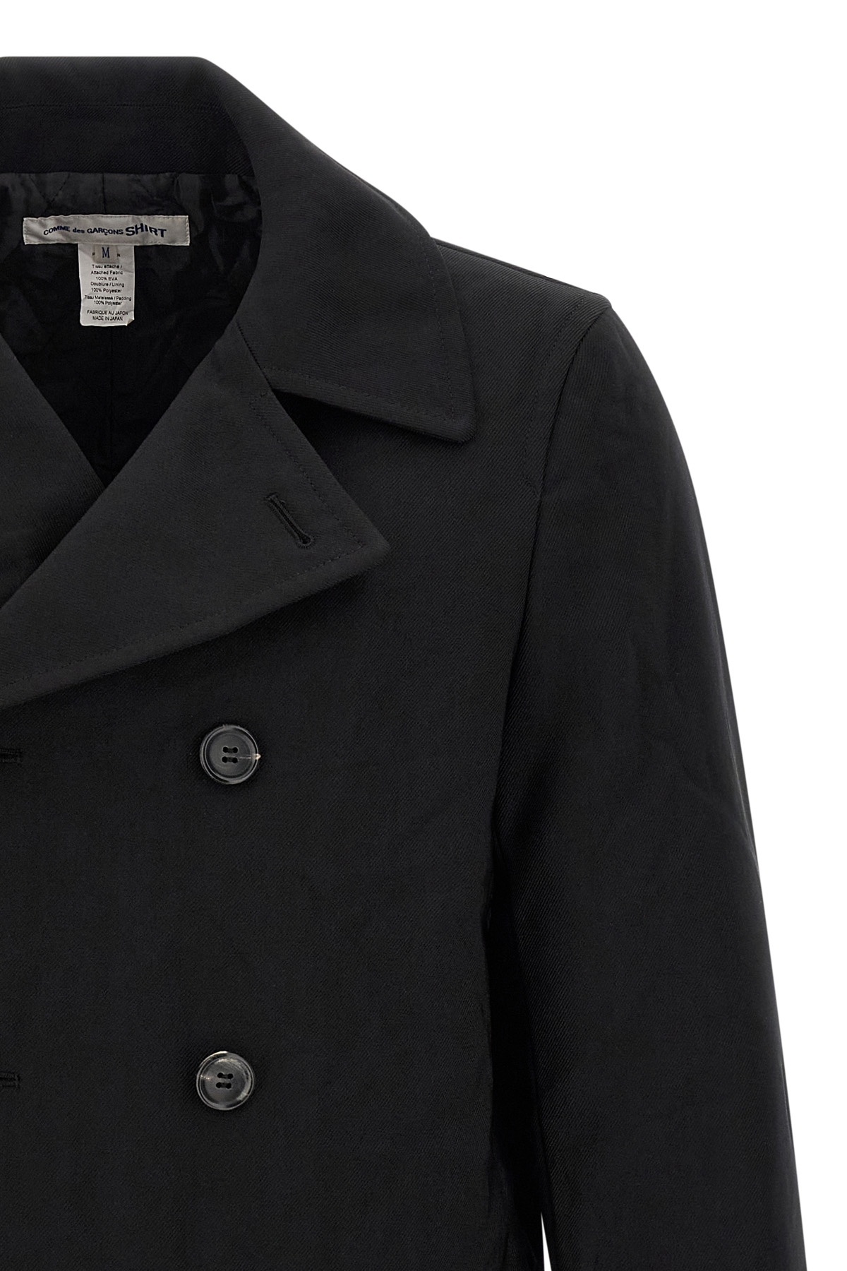 Comme Des Garçons Double-breasted Coat Featuring Notched Lapels In Black