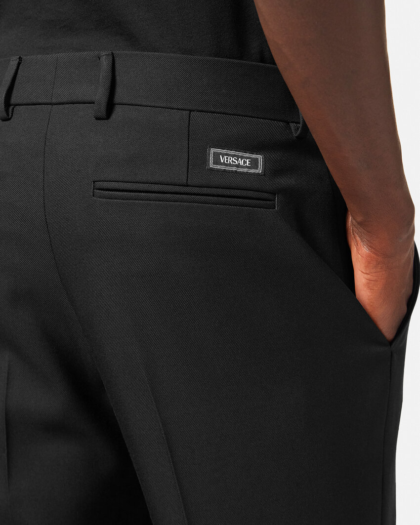 Versace Slim-cut Wool Trousers In Black