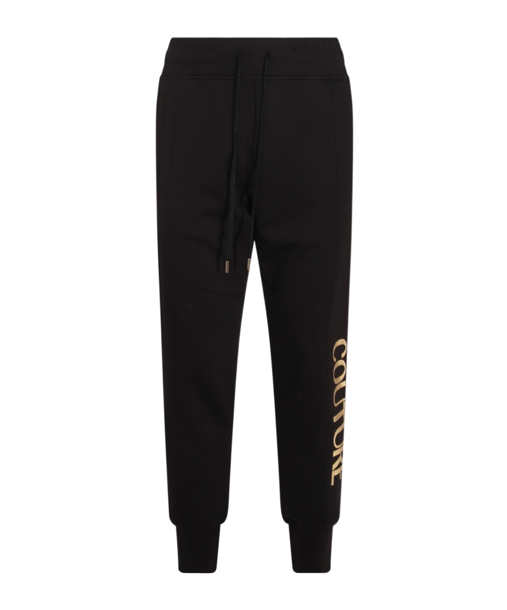 Versace Jeans Logo-print Cotton Track Pants In Black