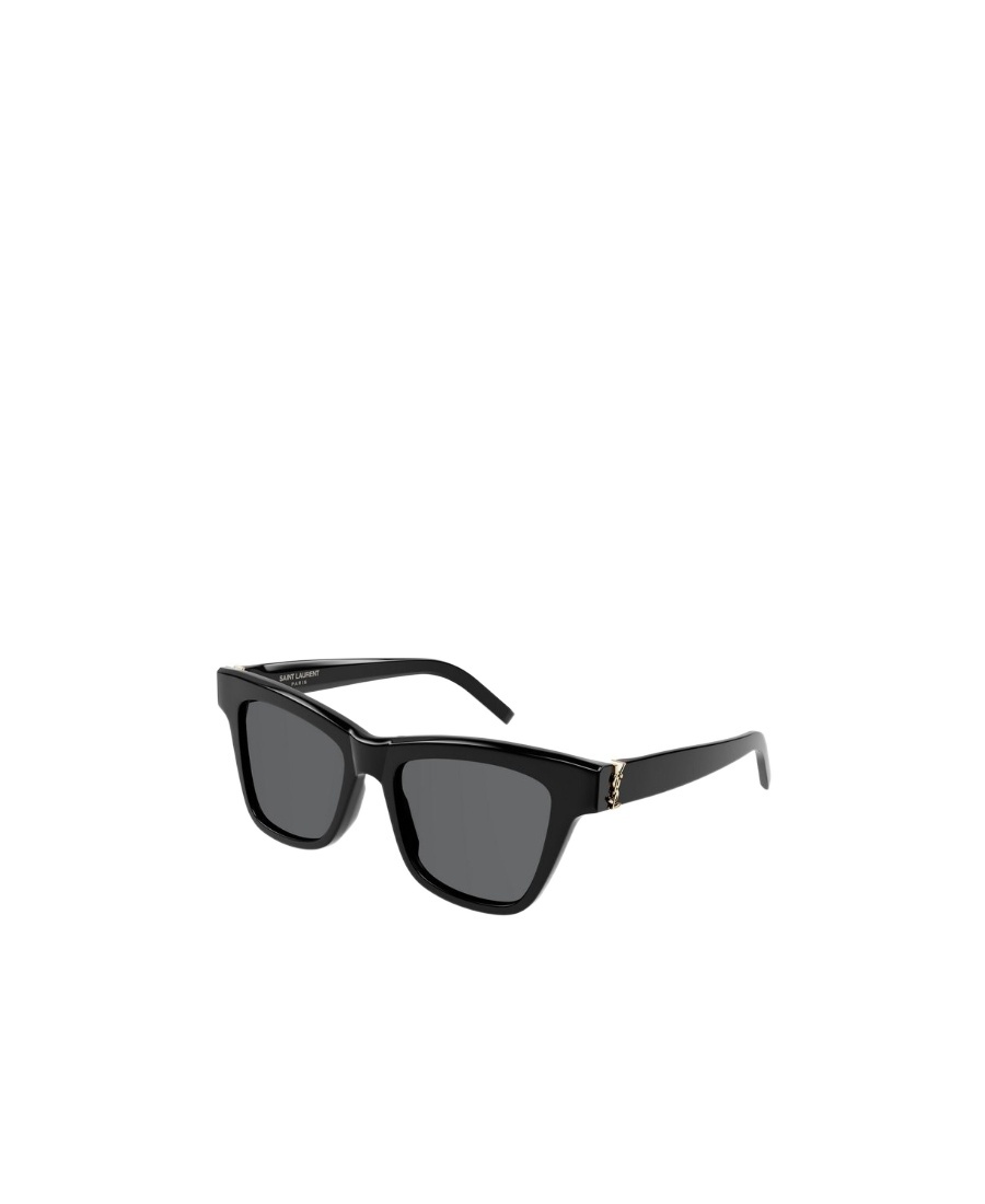 Saint Laurent Logo-plaque Square-frame Sunglasses In Black