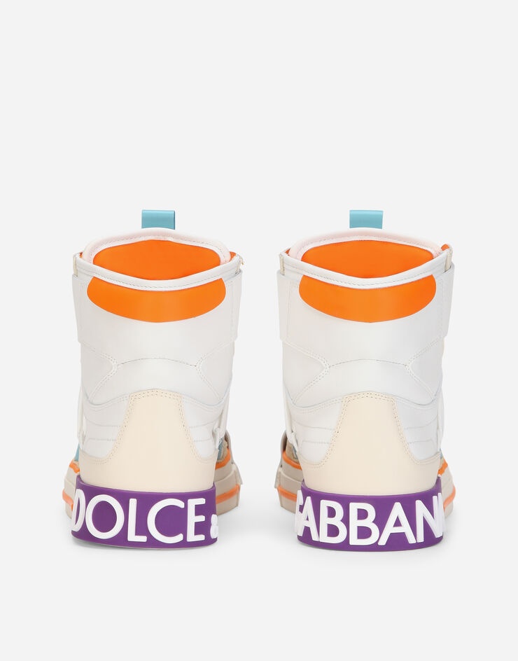 Dolce & Gabbana Calfskin 2.zero Custom High-top Sneakers With Contrasting Details In White