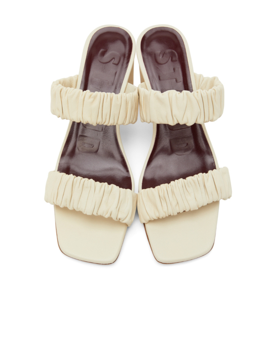 Staud Ruched Double-strap High-heel Sandals In Nude