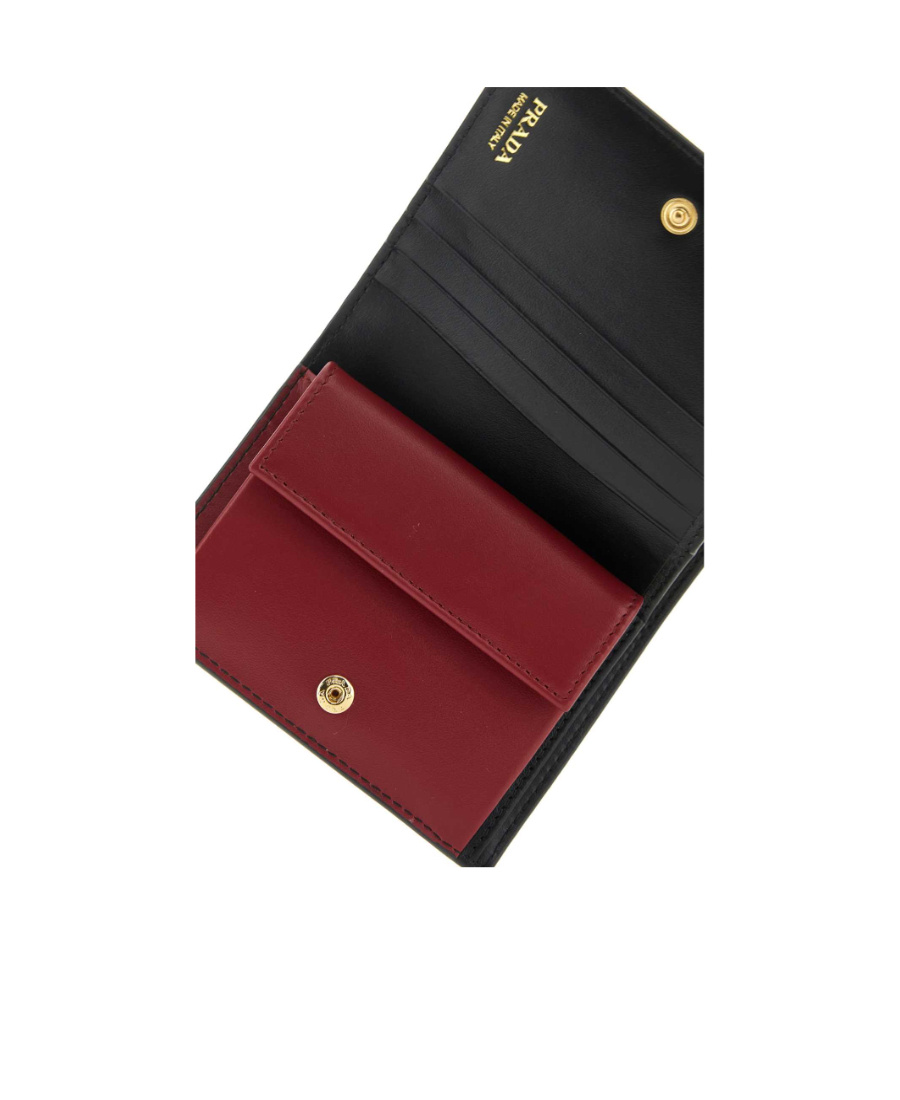 Prada Triangle Logo Patent Leather Wallet In Black