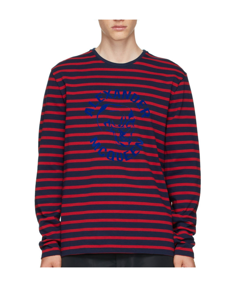 Alexander Mcqueen Striped Long Sleeve T-shirt In Black