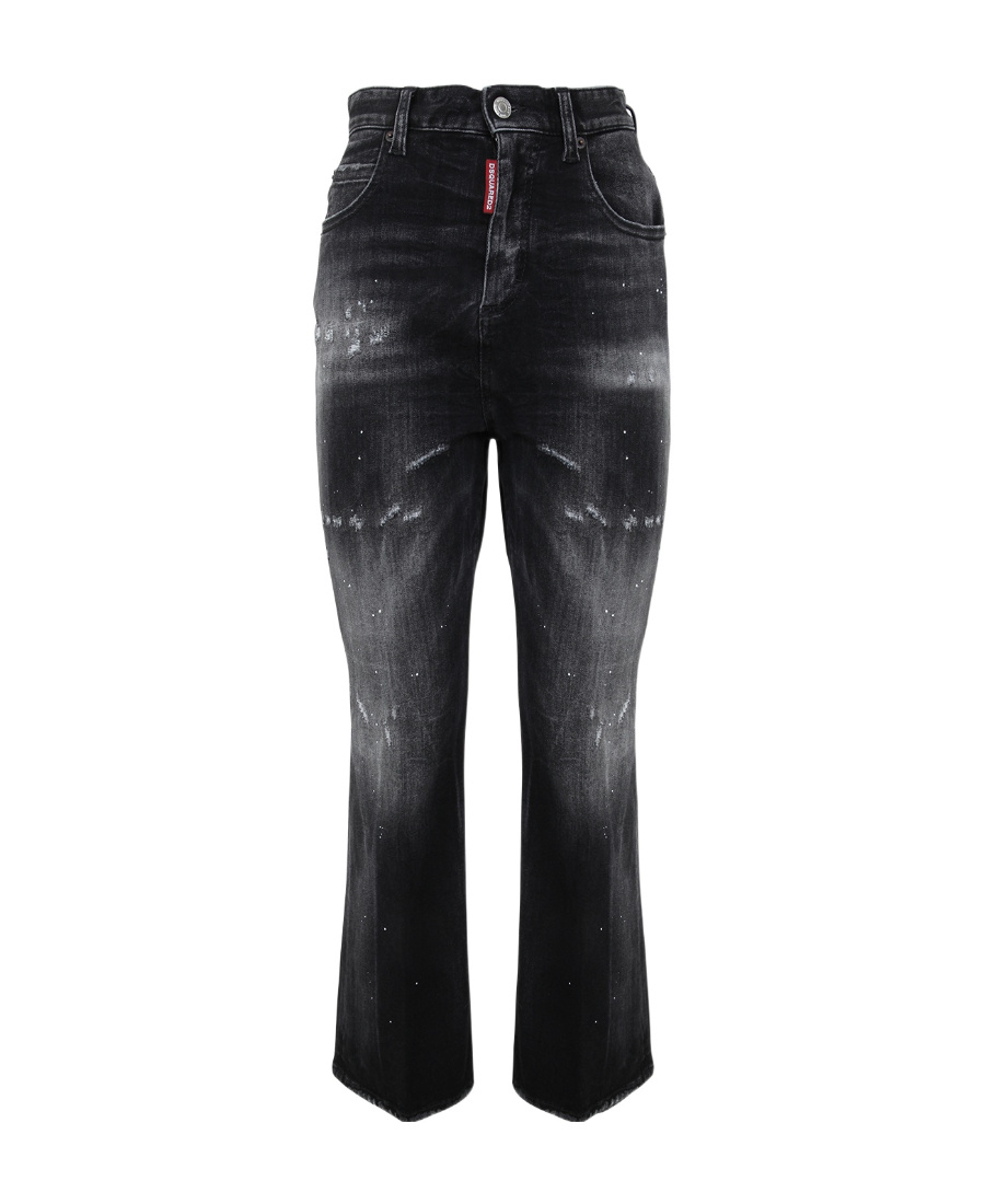 Dsquared2 Honey Hw Bell Bottom Jeans In Black