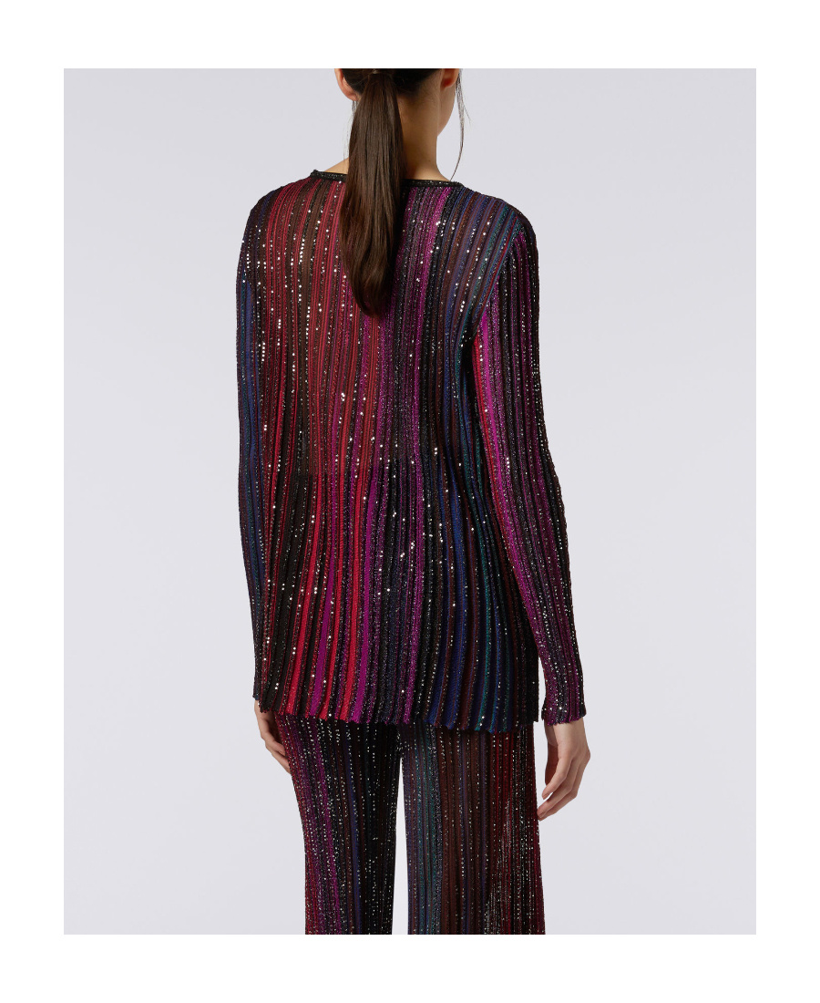 Missoni Sequin-embellished Striped Jumper In Black