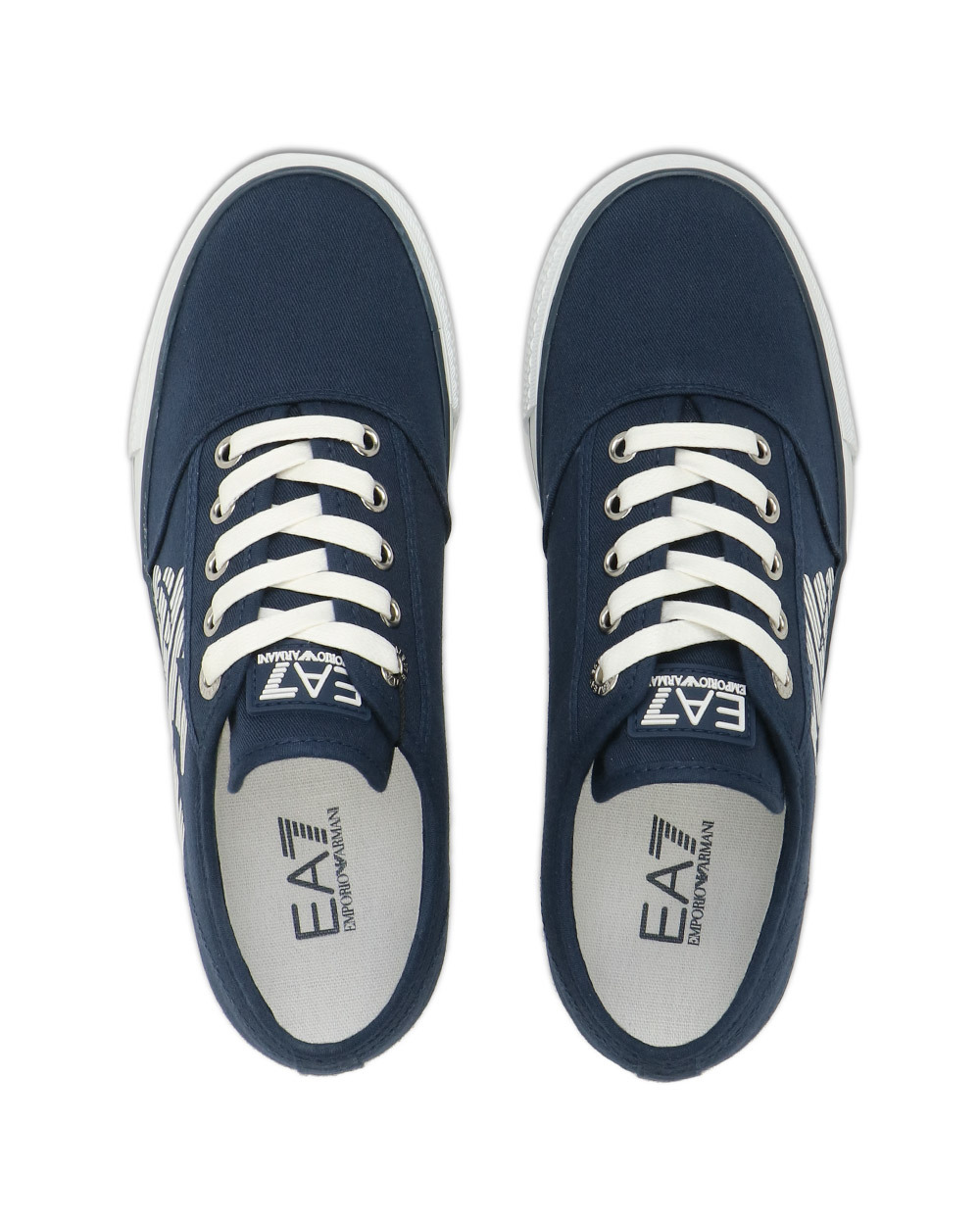 Ea7 Logo Strapped Casual Sneakers In Blue