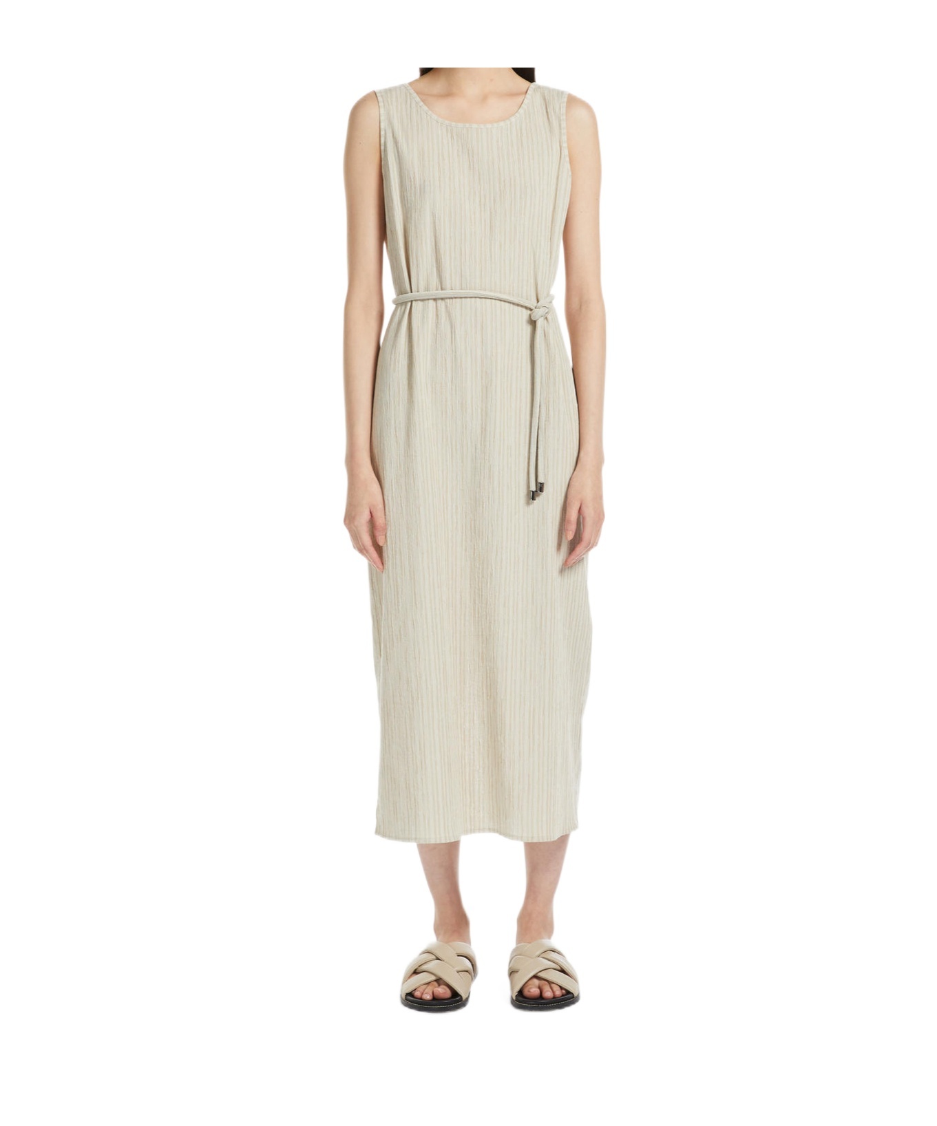 Max Mara Round Neck Sleeveless Dress In Nude
