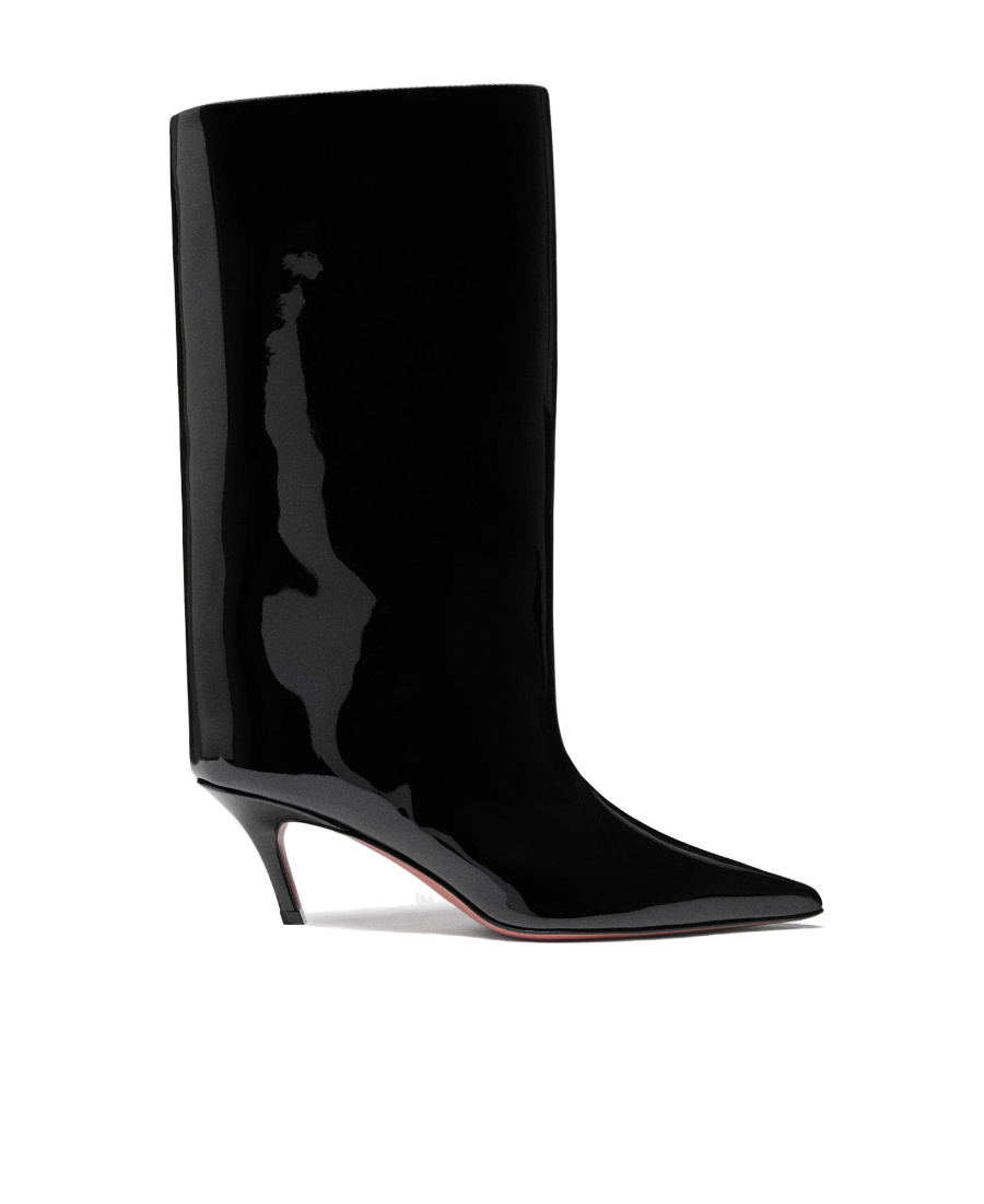 Amina Muaddi Pointed Middle Boot In Black