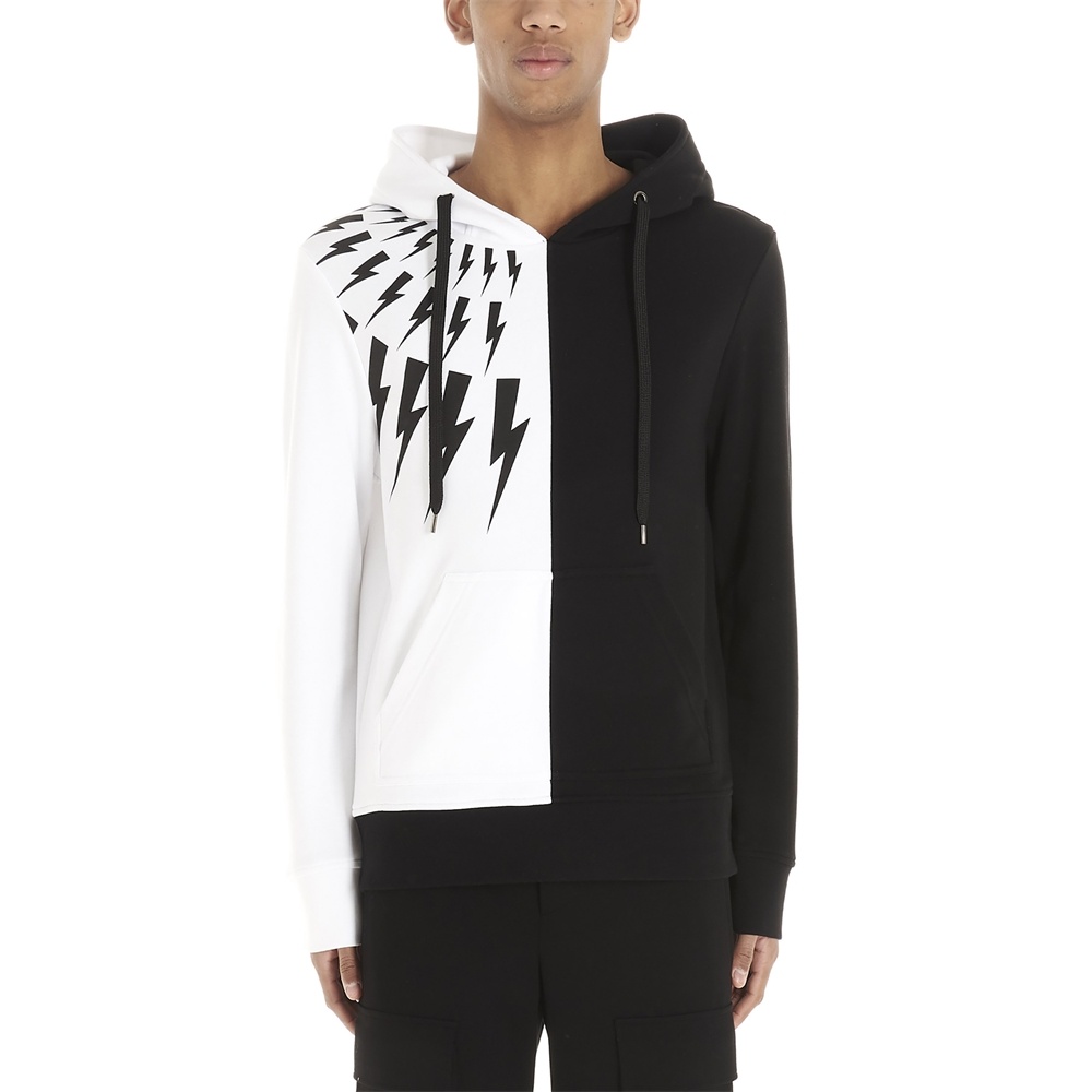 Neil Barrett Hooded Matching Color Sweater In Black