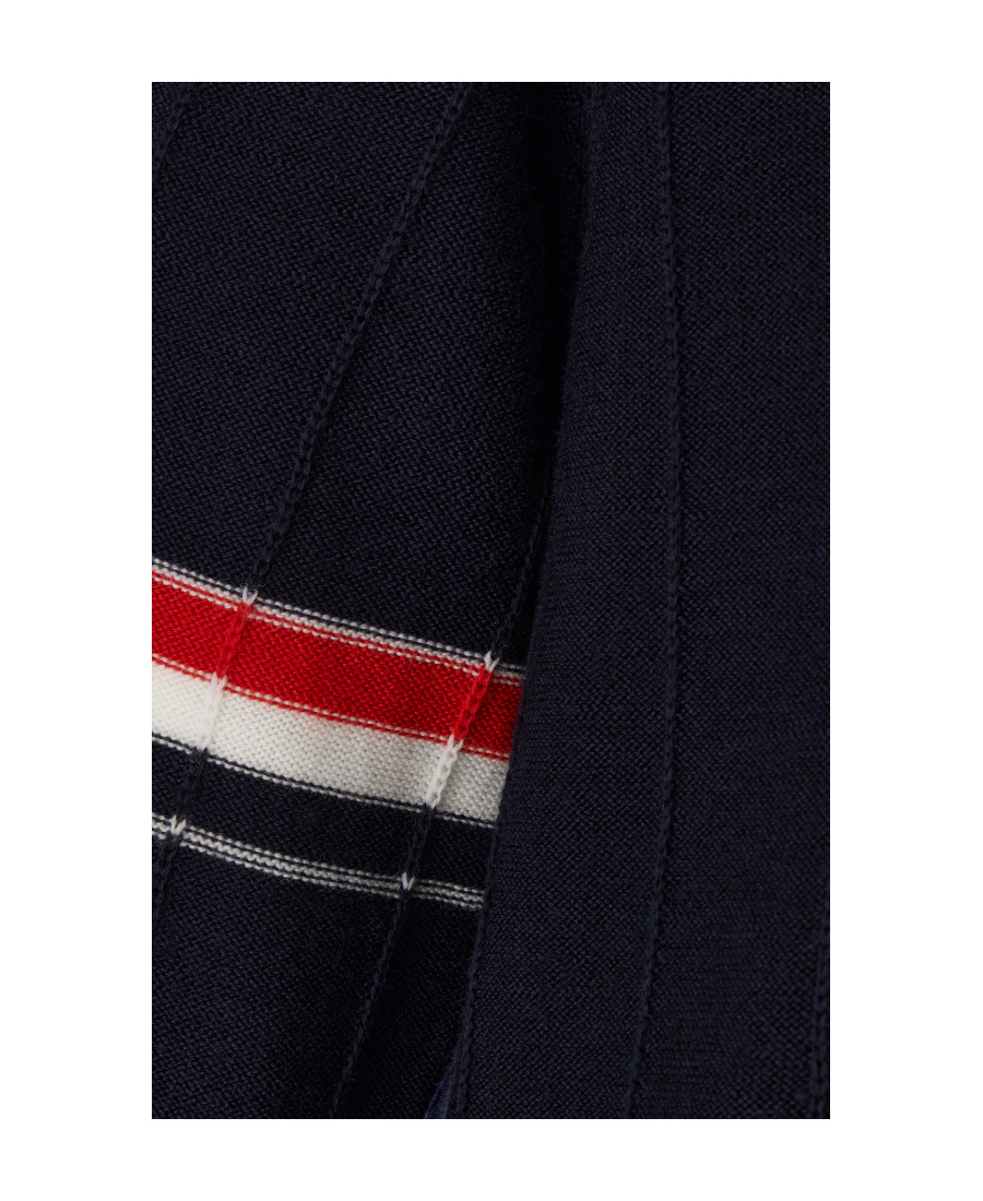 Thom Browne Tricolour Stripe Detail V-neck Cotton Cardigan In Blue