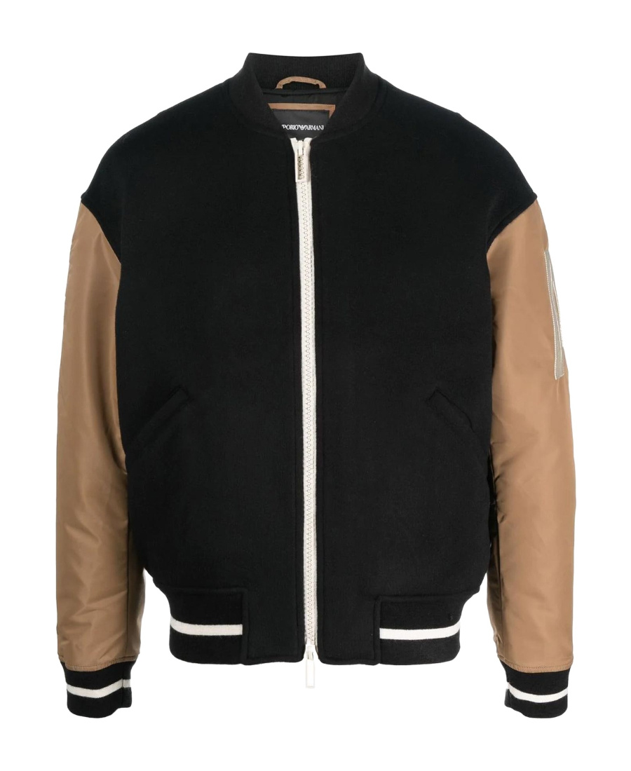 Emporio Armani Logo Baseball Jacket In Black