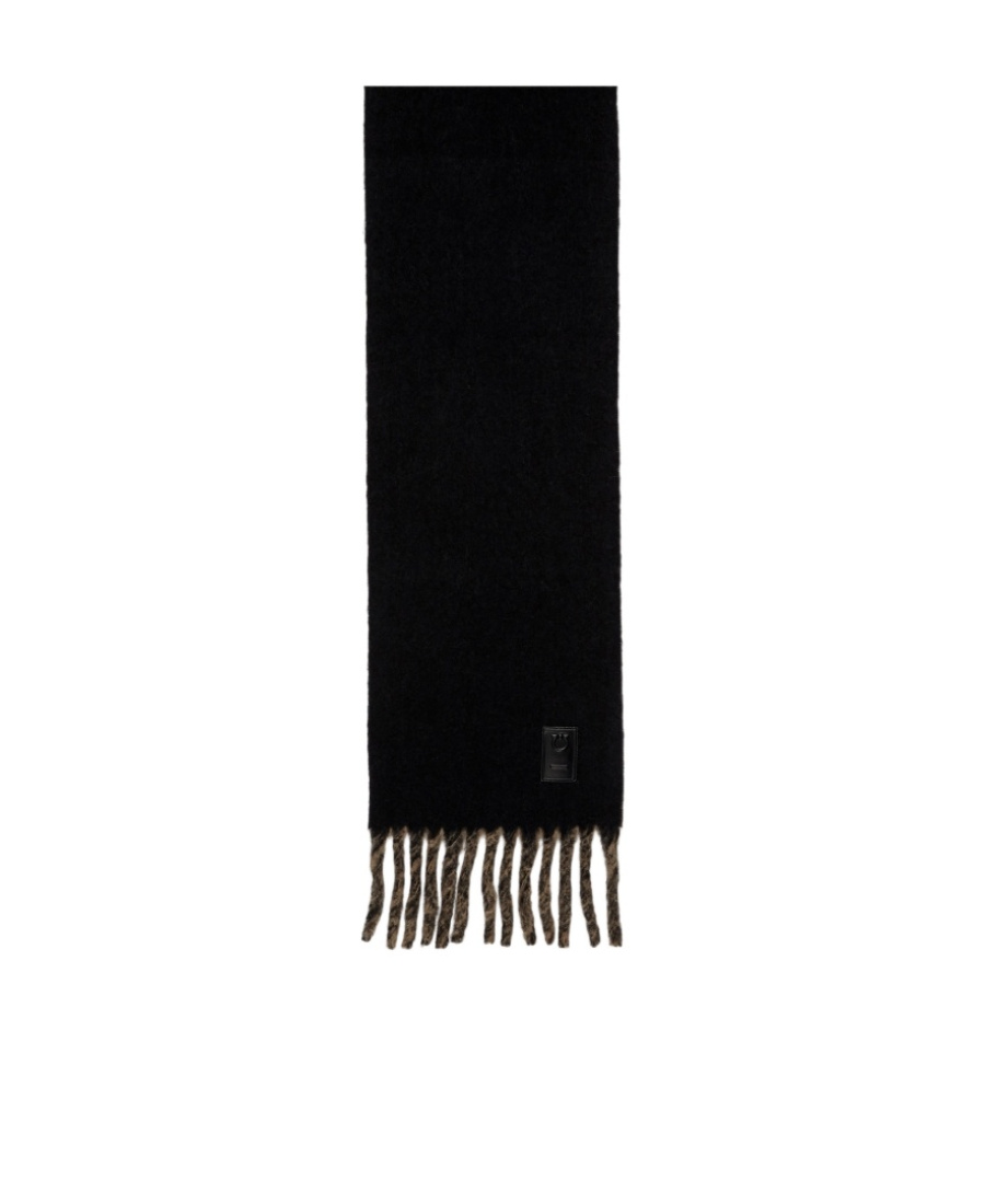 Ferragamo Double Scarf With Fringing In Black