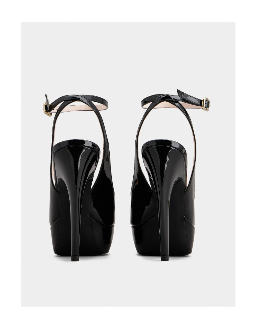 Shop Roger Vivier Viv' Choc Lacquered Buckle Slingback Pumps In Patent Leather In Black