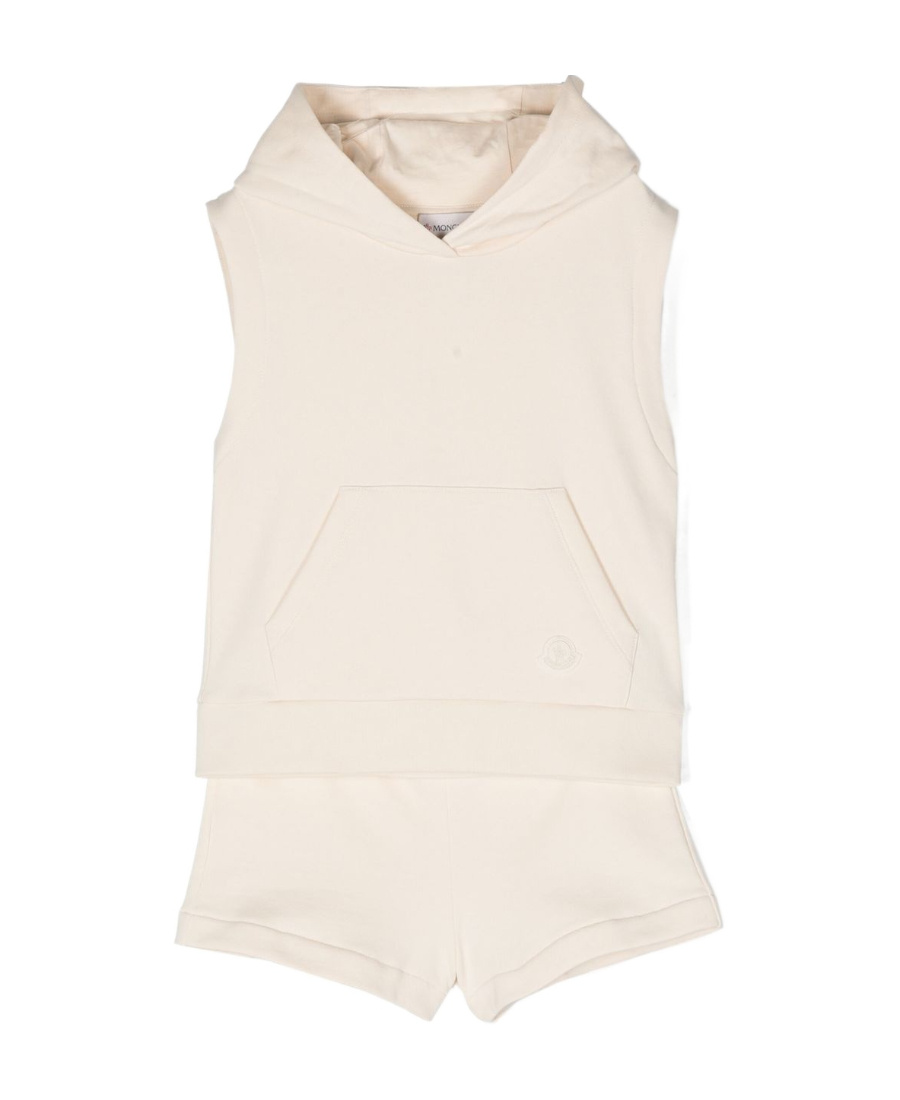 Moncler Embroidered Logo Track Set In Nude
