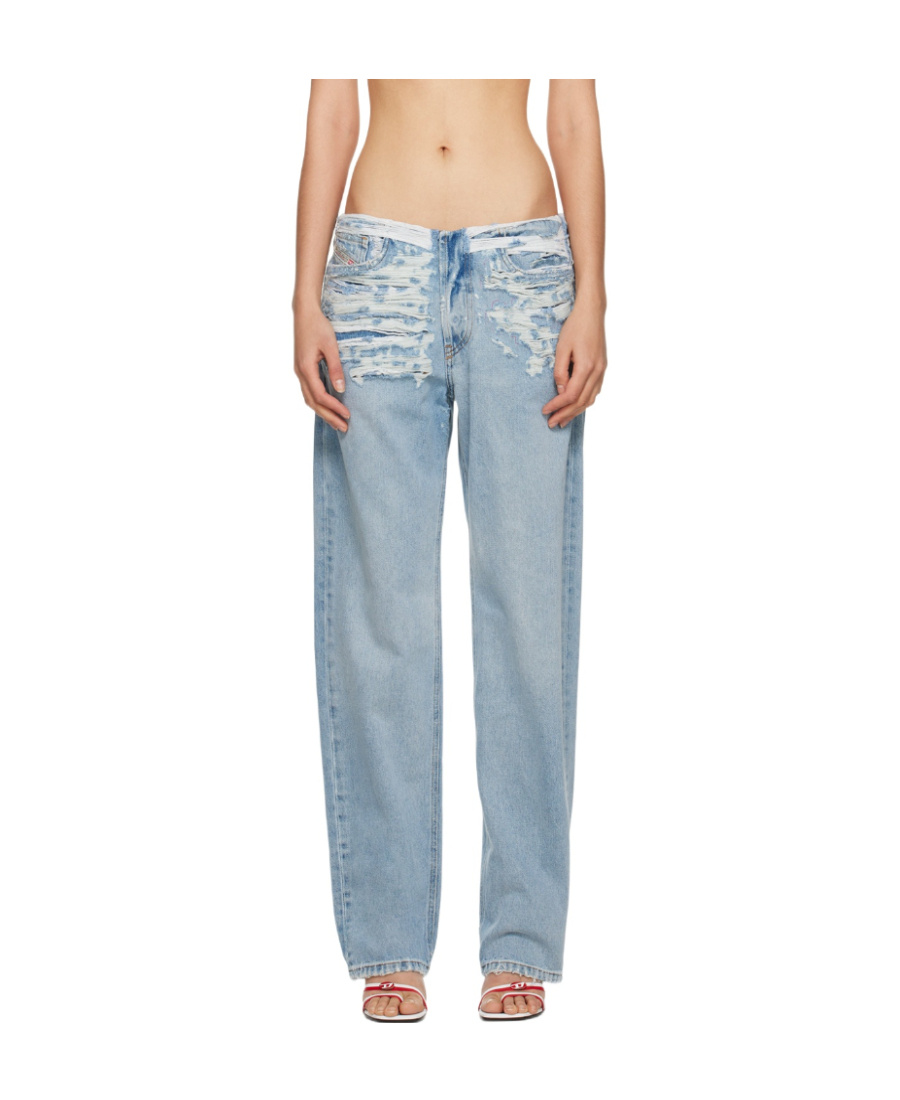 Diesel Logo Denim Trousers In Gray
