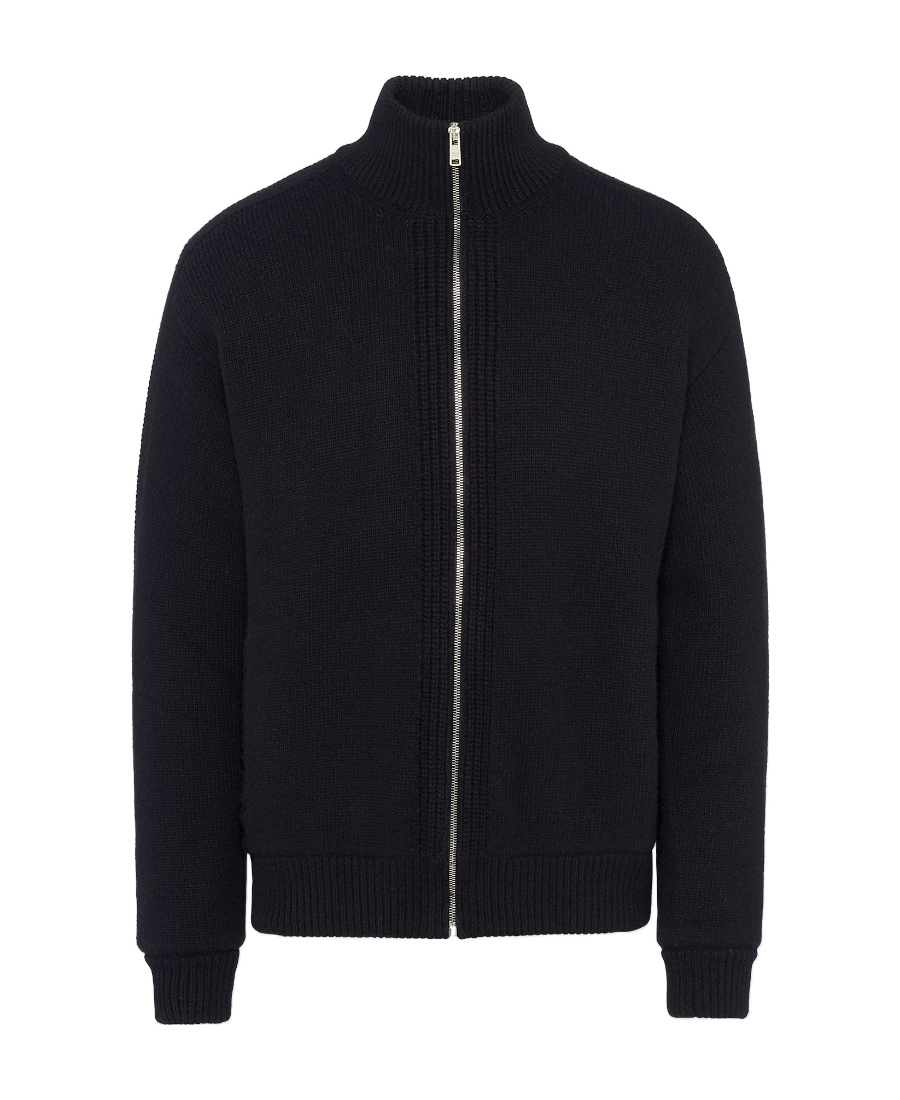 Prada Triangle-logo Wool-cashmere Cardigan In Black
