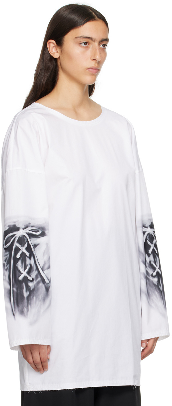 We11 Done Abstract-print Cotton Blouse In White