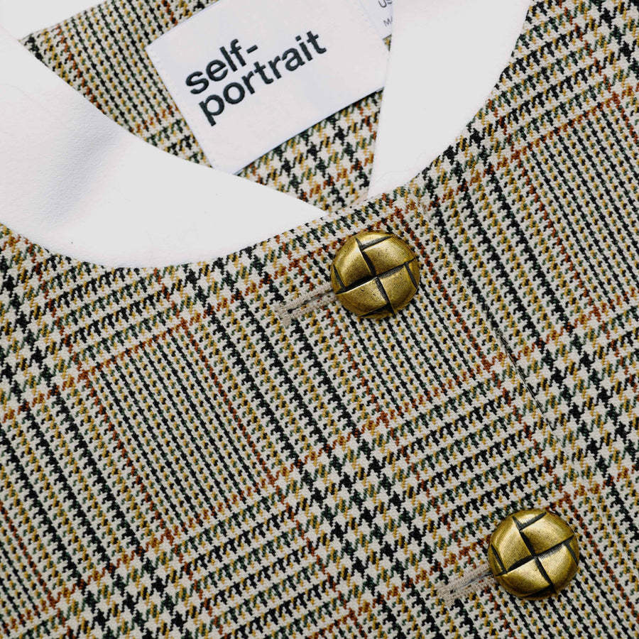 Self-portrait Check Jacquard Jacket In Black