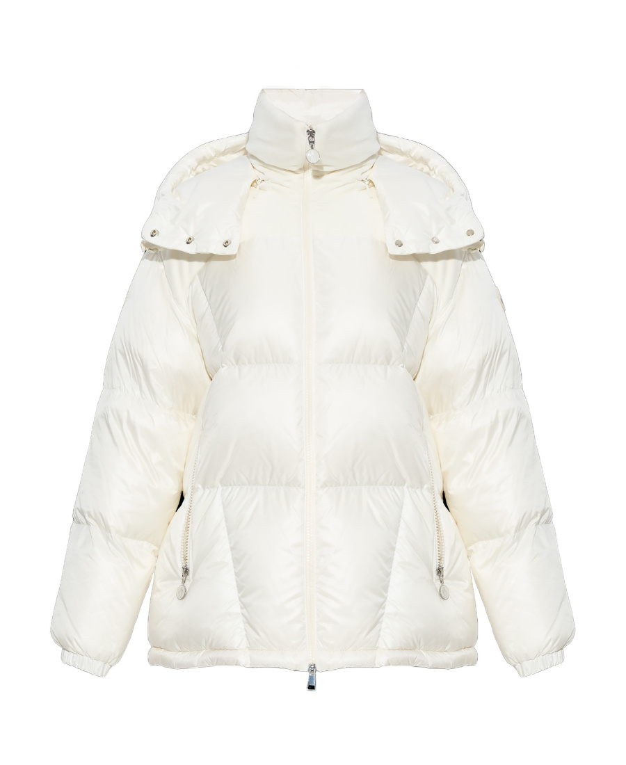 Moncler Meandre Velvet-panelled Padded Jacket In White