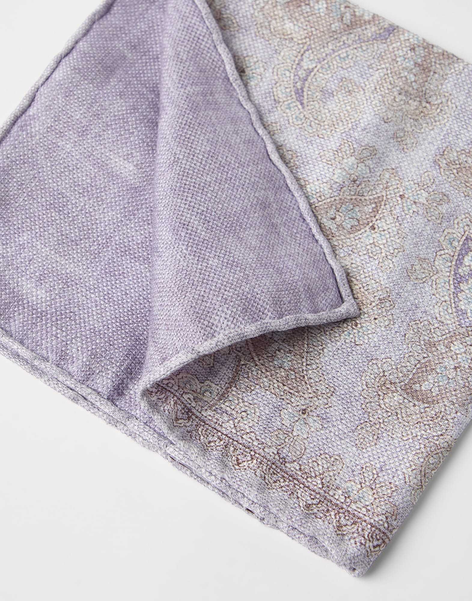 Brunello Cucinelli Double-faced Linen-silk Paisley Pocket Square In Gray