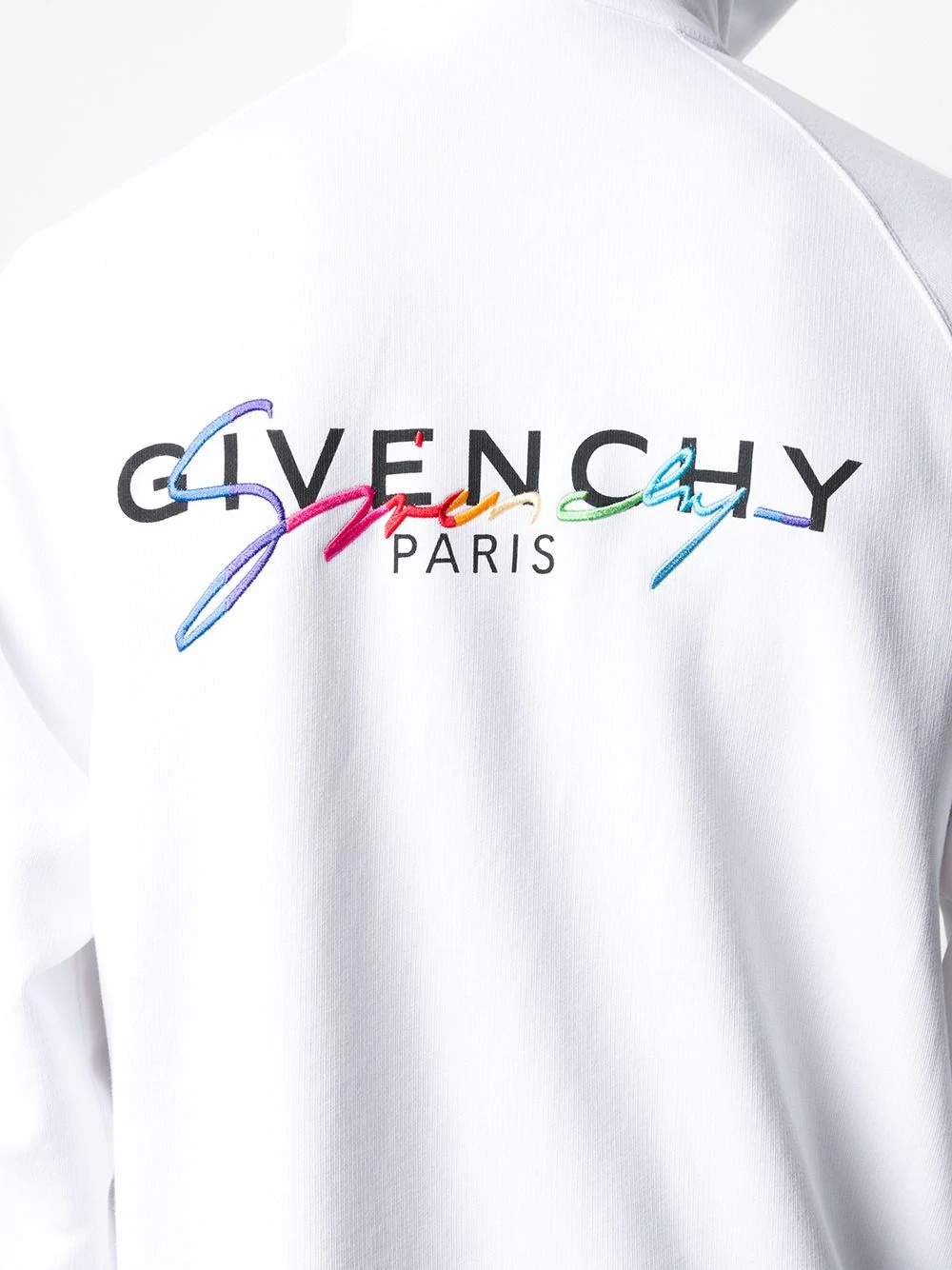 Givenchy Rainbow Logo-print Zipped Hoodie In White