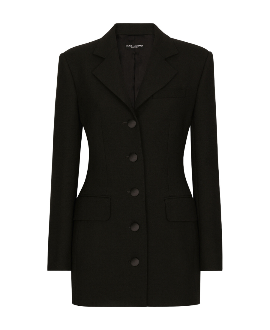 Dolce & Gabbana Giacca Dolce Lunga Monopetto In Cady Di Lana In Black