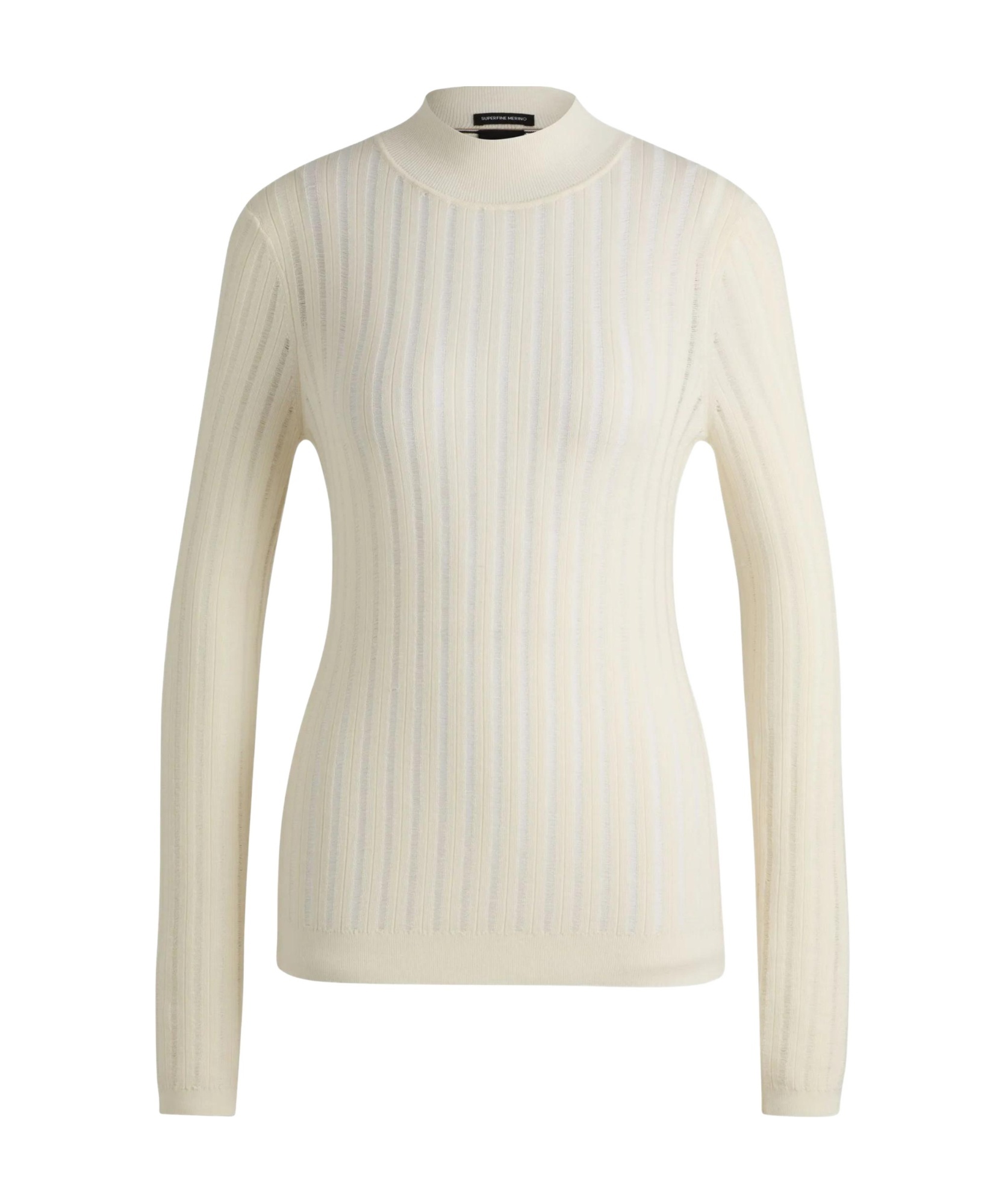 Hugo Boss Virgin-wool Sweater With Structured Stripes In Nude