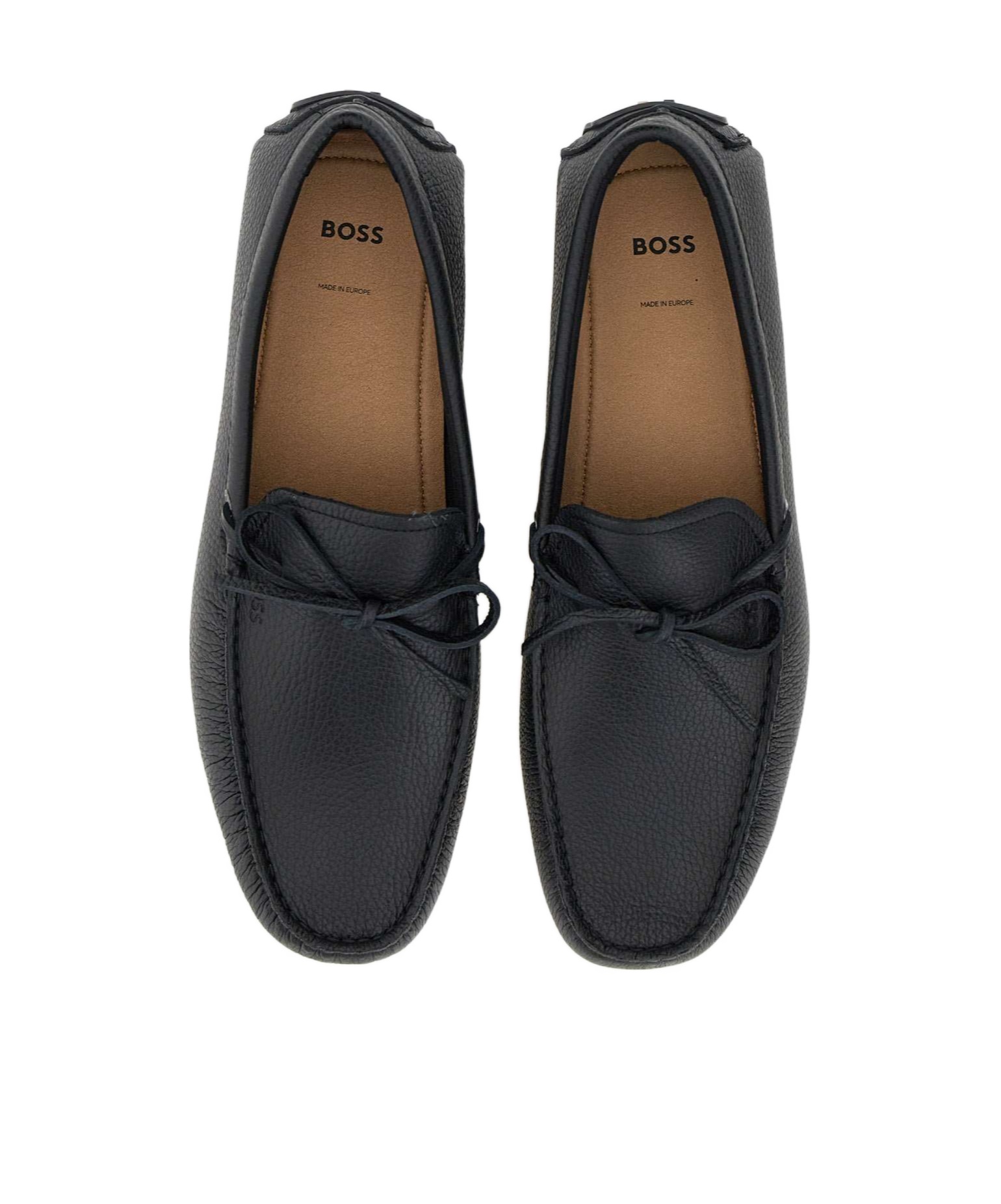 Hugo Boss Logo-embossed Boat Shoes In Black
